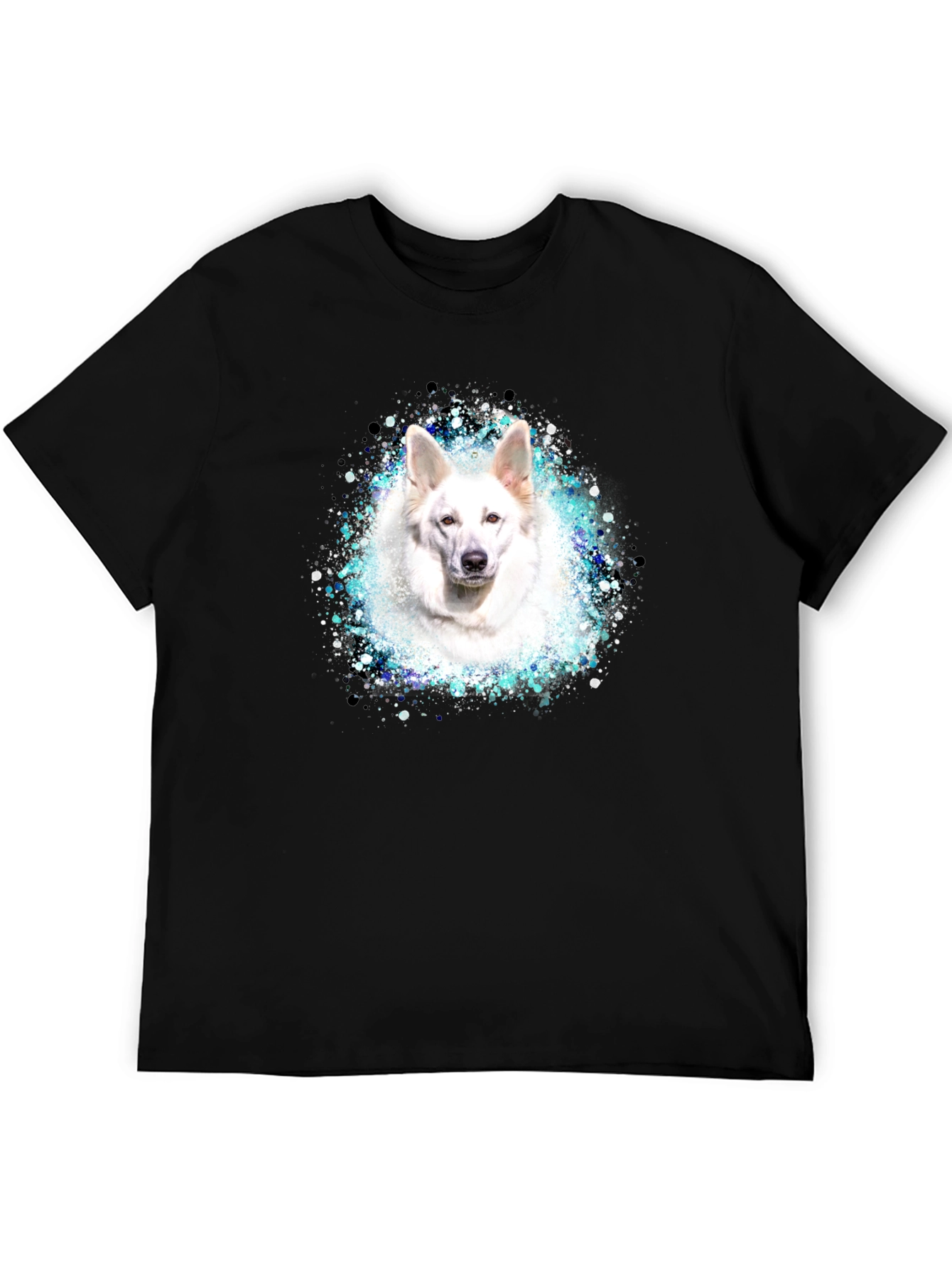 White Dog Graphic Tee - Stylish Unisex Black T-Shirt