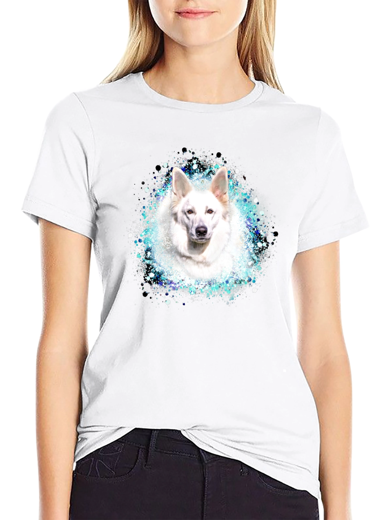 White Dog Graphic Tee - Stylish Unisex Black T-Shirt