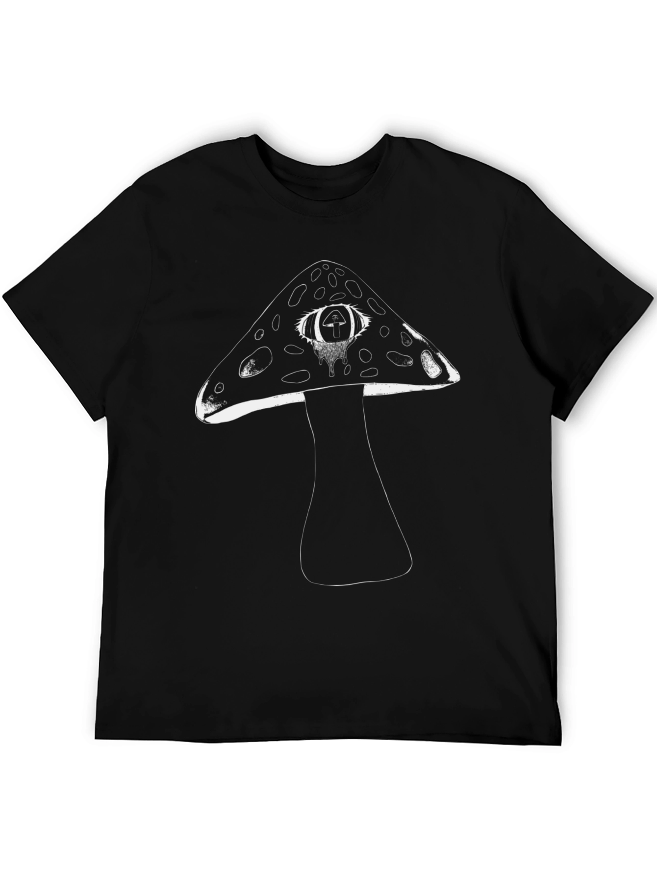 Mushroom Eye Graphic Tee - Unique Black T-Shirt