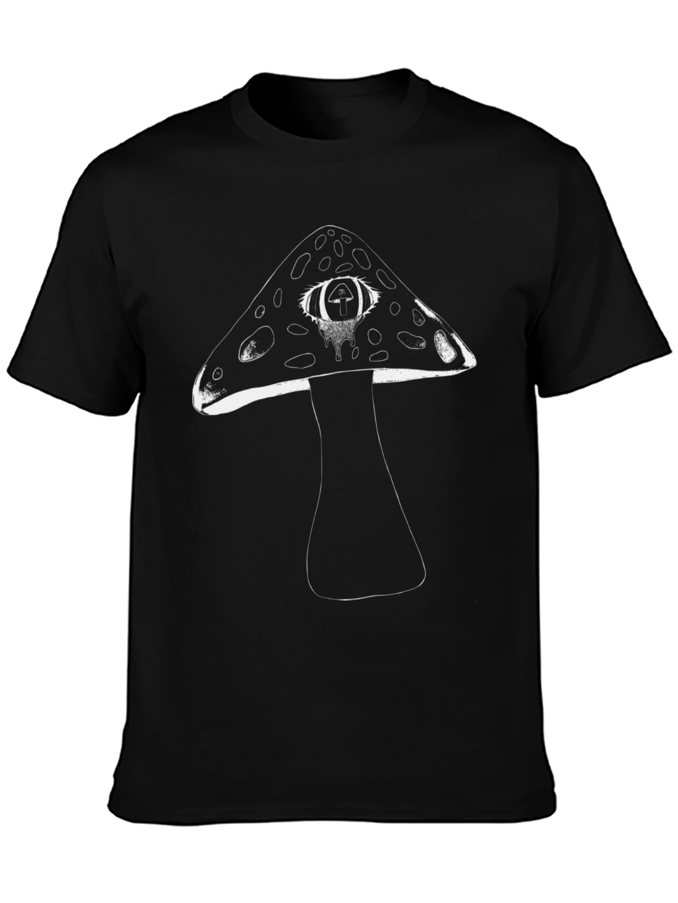 Mushroom Eye Graphic Tee - Unique Black T-Shirt