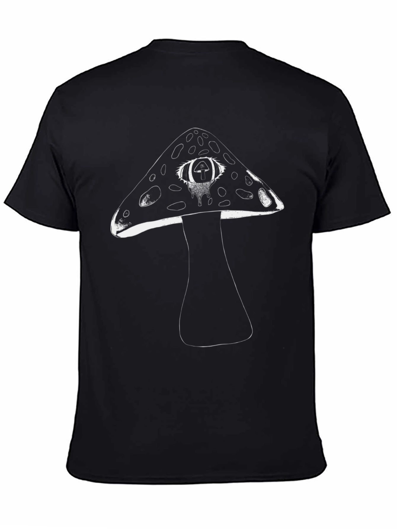 Mushroom Eye Graphic Tee - Unique Black T-Shirt