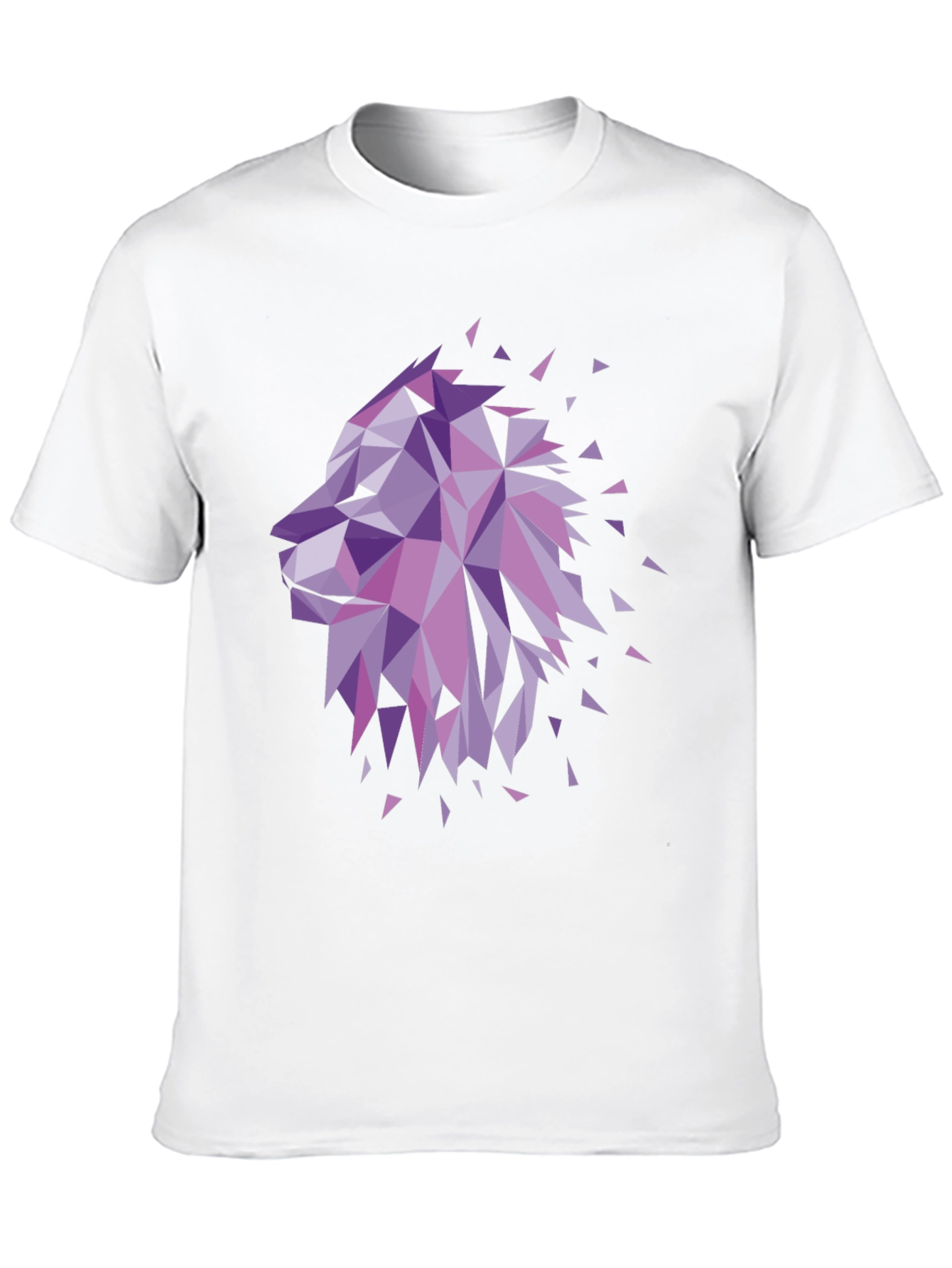 Geometric Lion Head Graphic Tee - Black