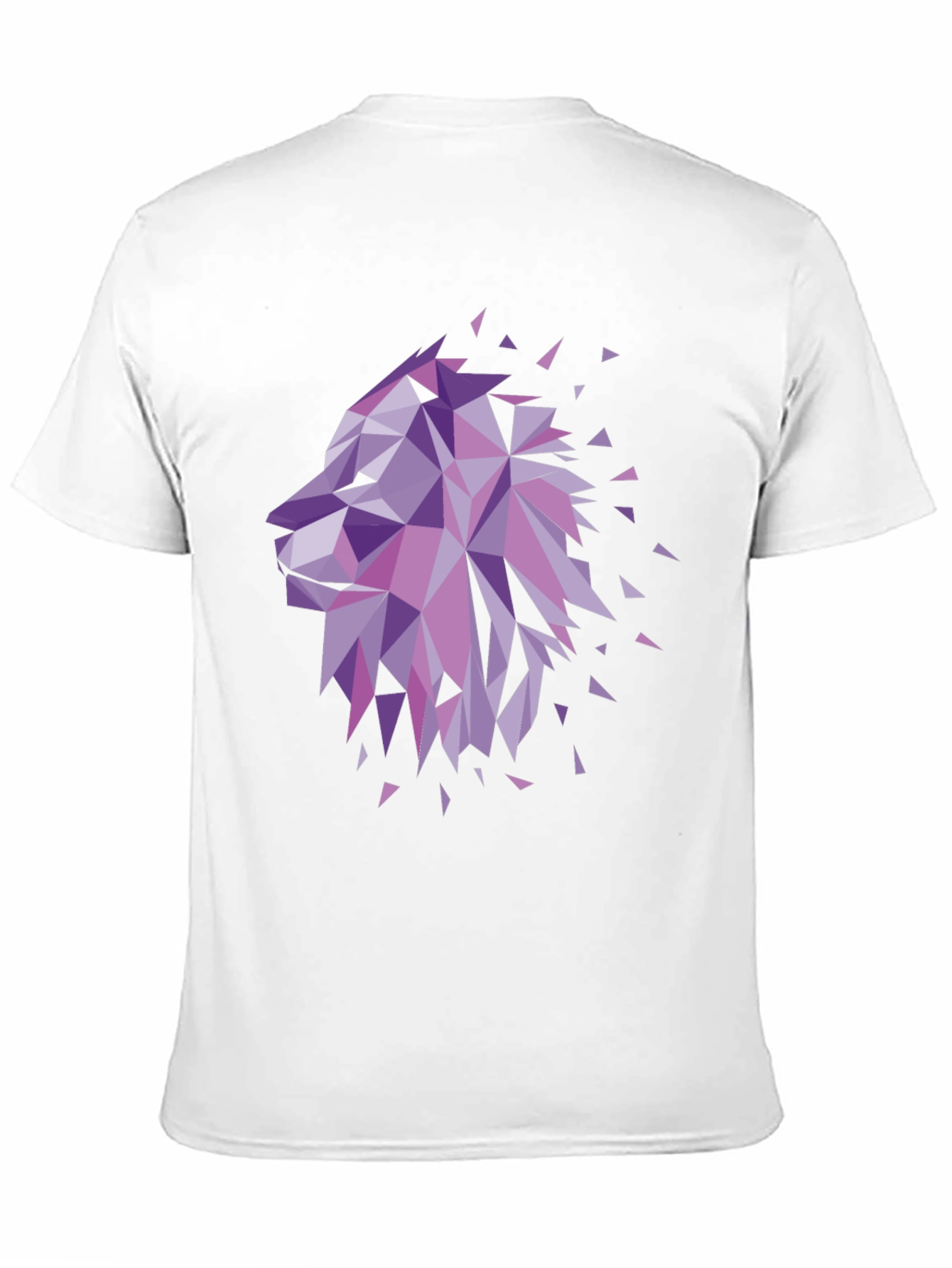 Geometric Lion Head Graphic Tee - Black