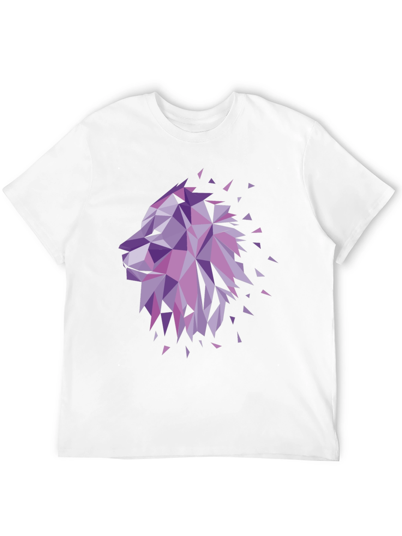 Geometric Lion Head Graphic Tee - Black