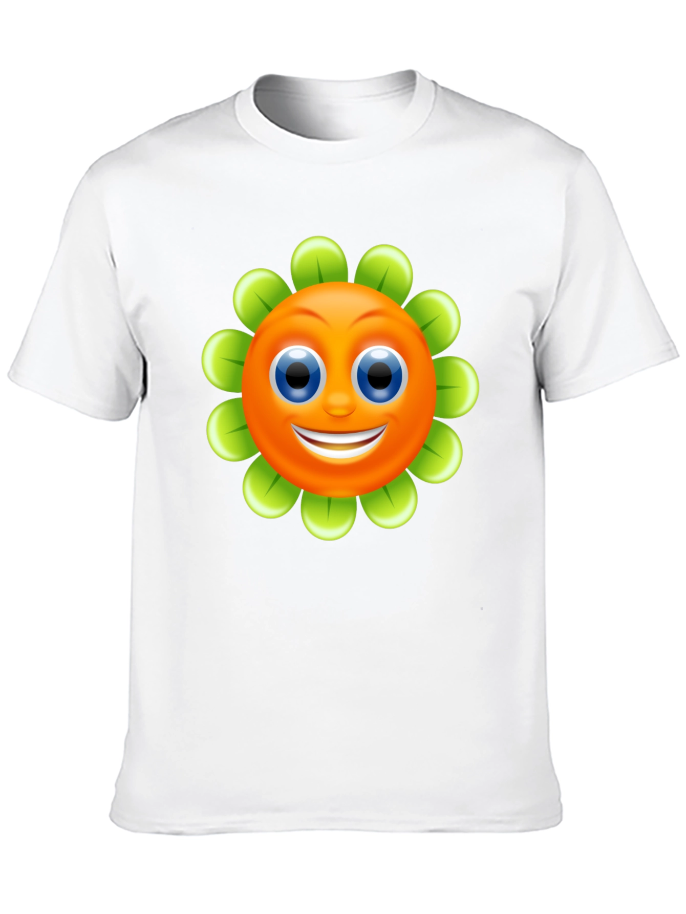 Smiling Flower Graphic Tee - Black Cotton Blend