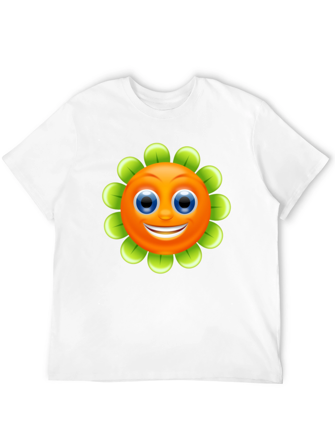 Smiling Flower Graphic Tee - Black Cotton Blend