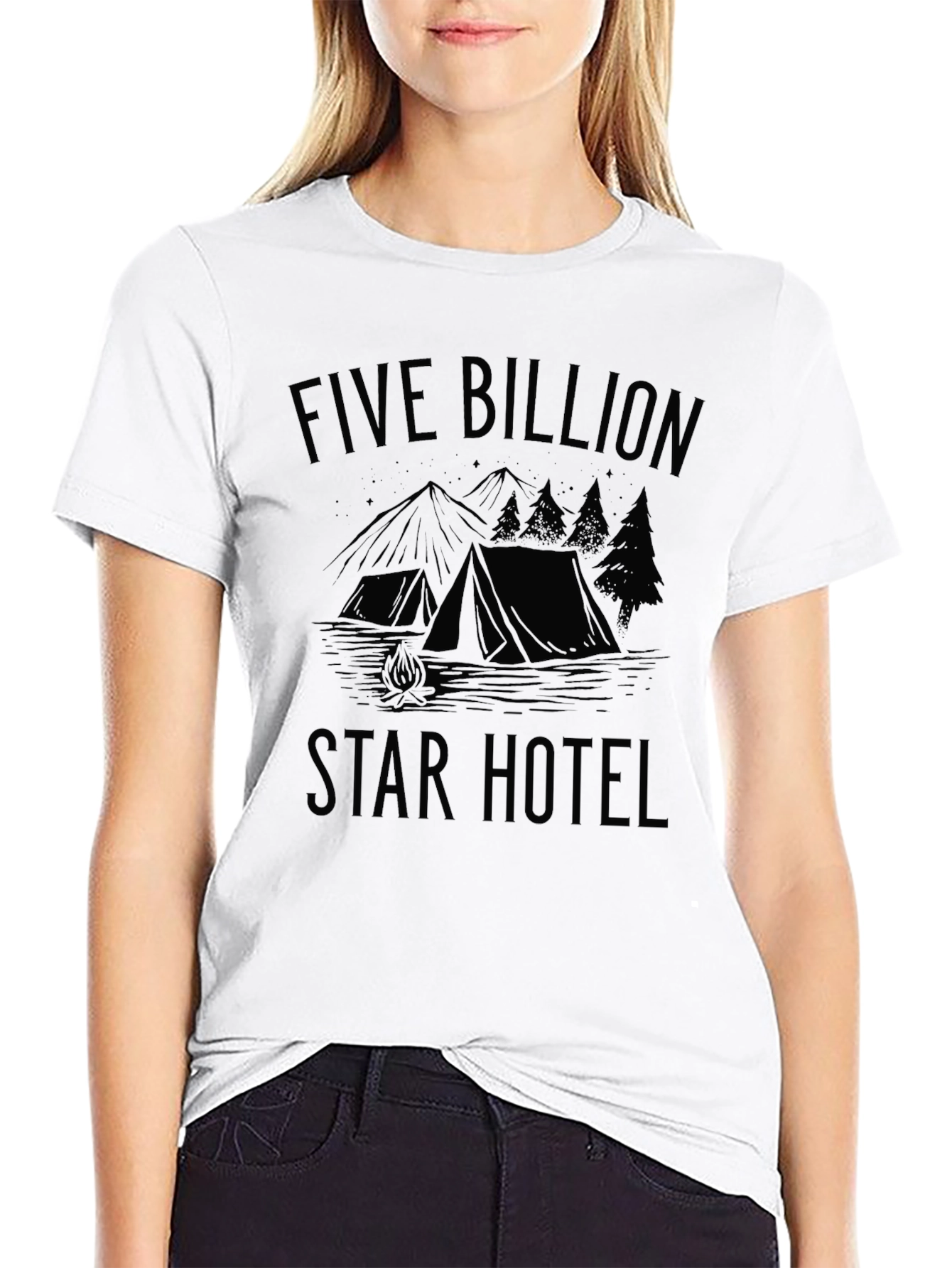 Five Billion Star Hotel Black Camping T-Shirt
