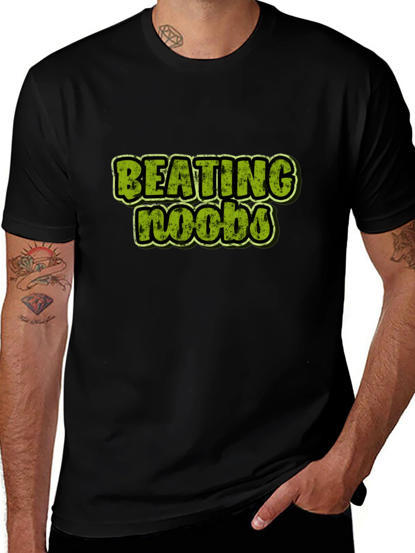 Beating Noobs Gamer T-Shirt - Black