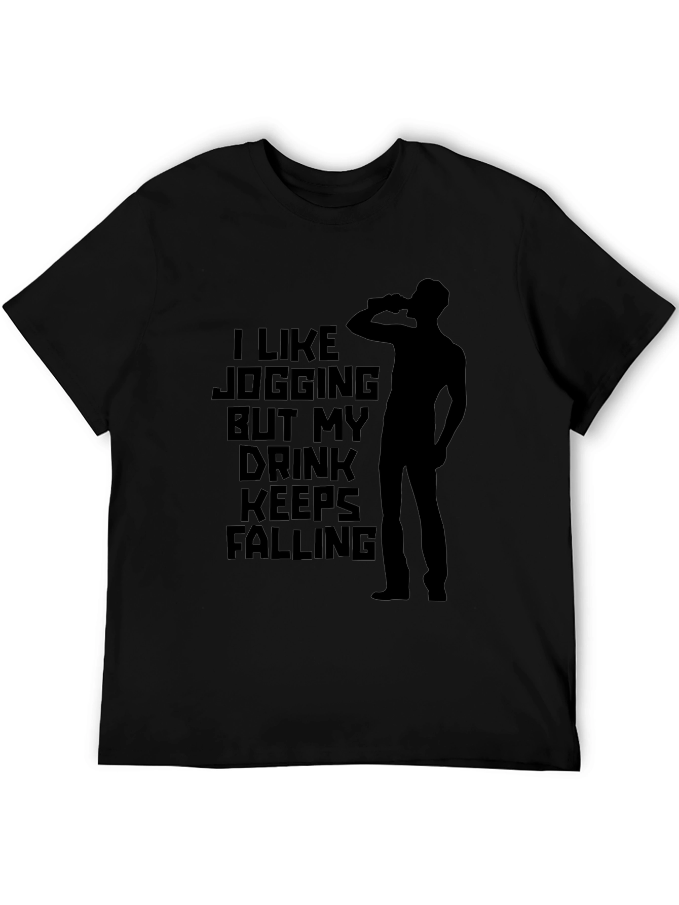 Funny Jogging Drink Mens Black Graphic T-Shirt