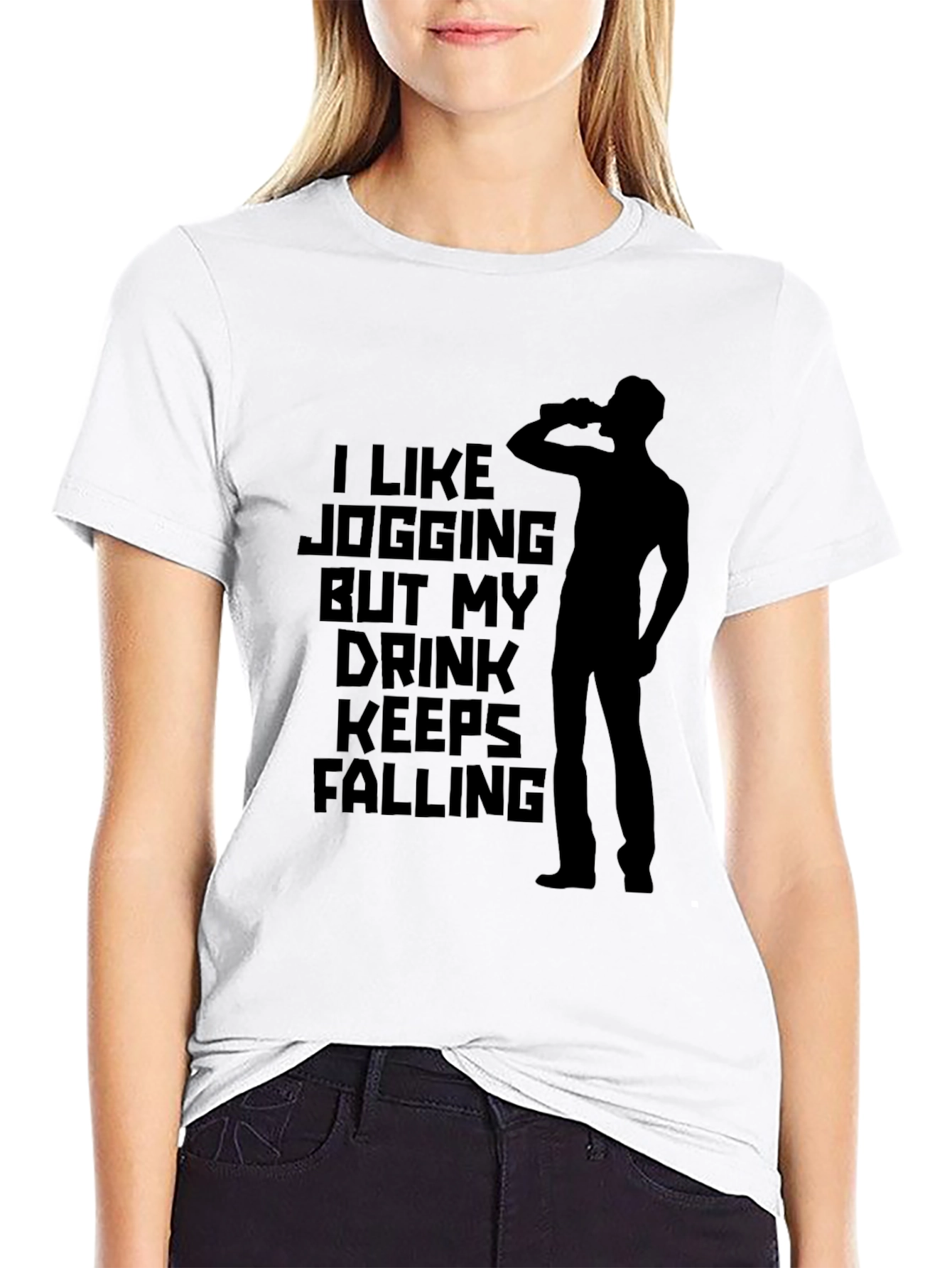 Funny Jogging Drink Mens Black Graphic T-Shirt