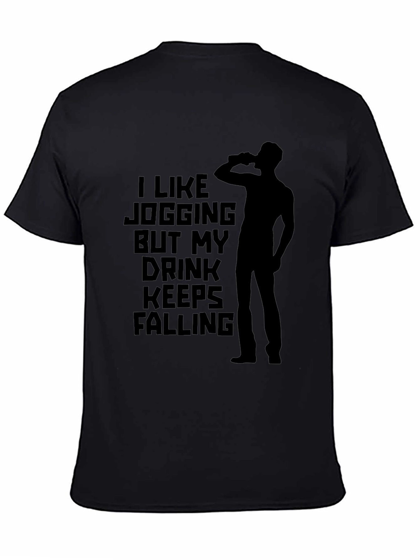 Funny Jogging Drink Mens Black Graphic T-Shirt