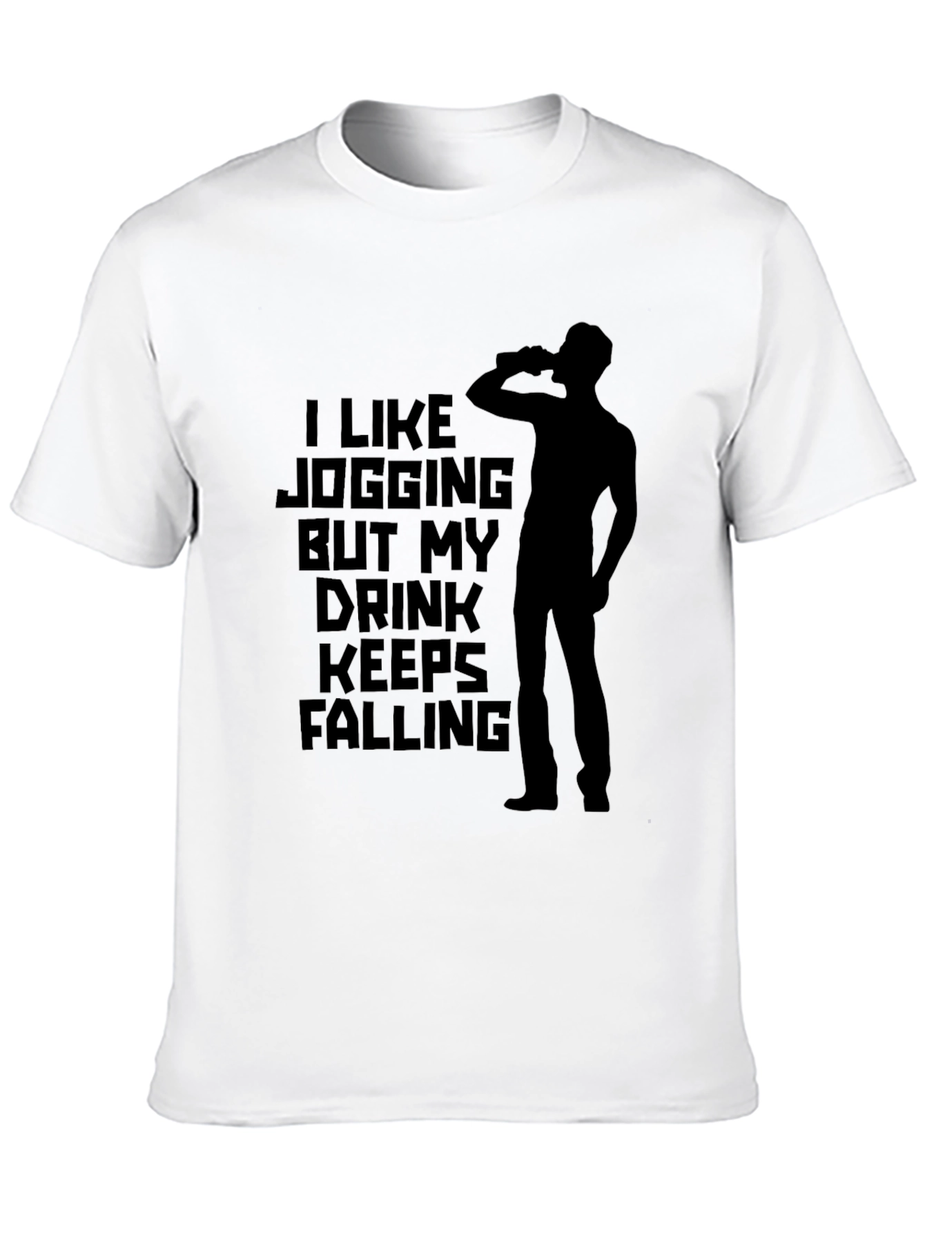 Funny Jogging Drink Mens Black Graphic T-Shirt