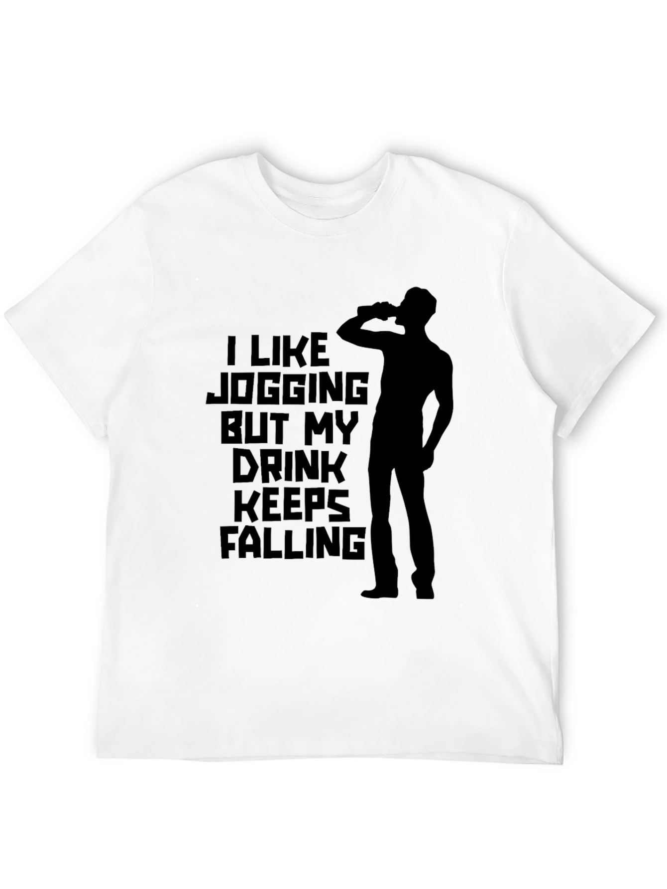Funny Jogging Drink Mens Black Graphic T-Shirt