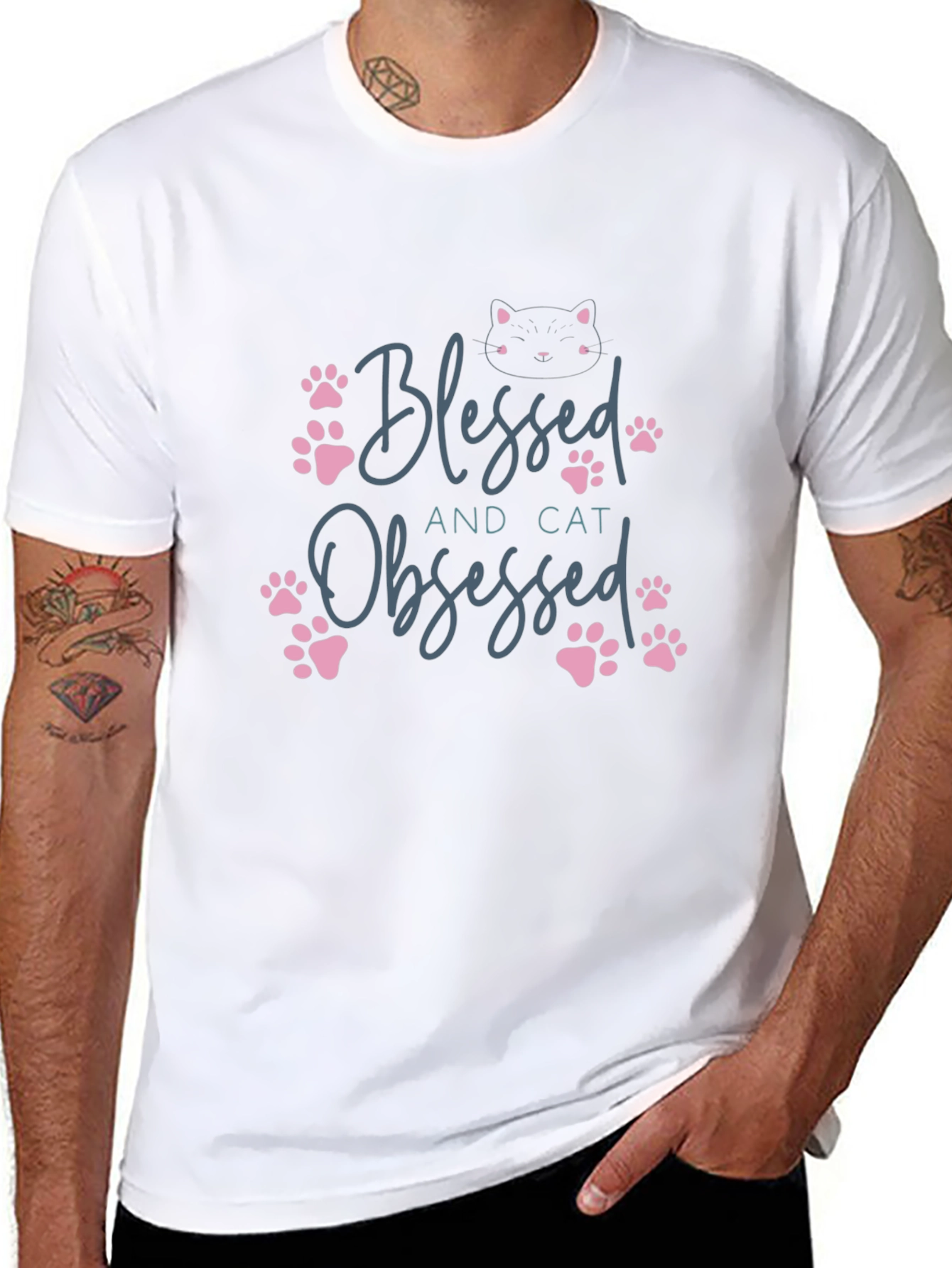Blessed and Cat Obsessed Graphic Tee