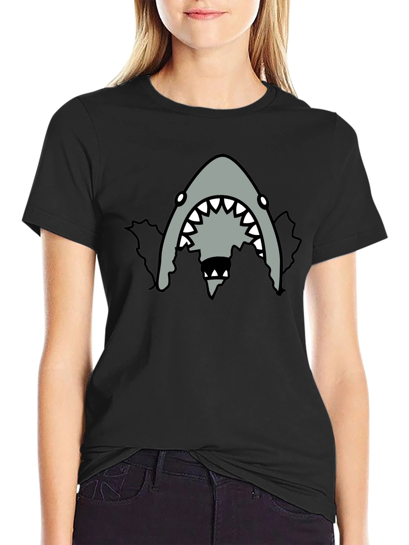Mens Black Shark Graphic T-Shirt