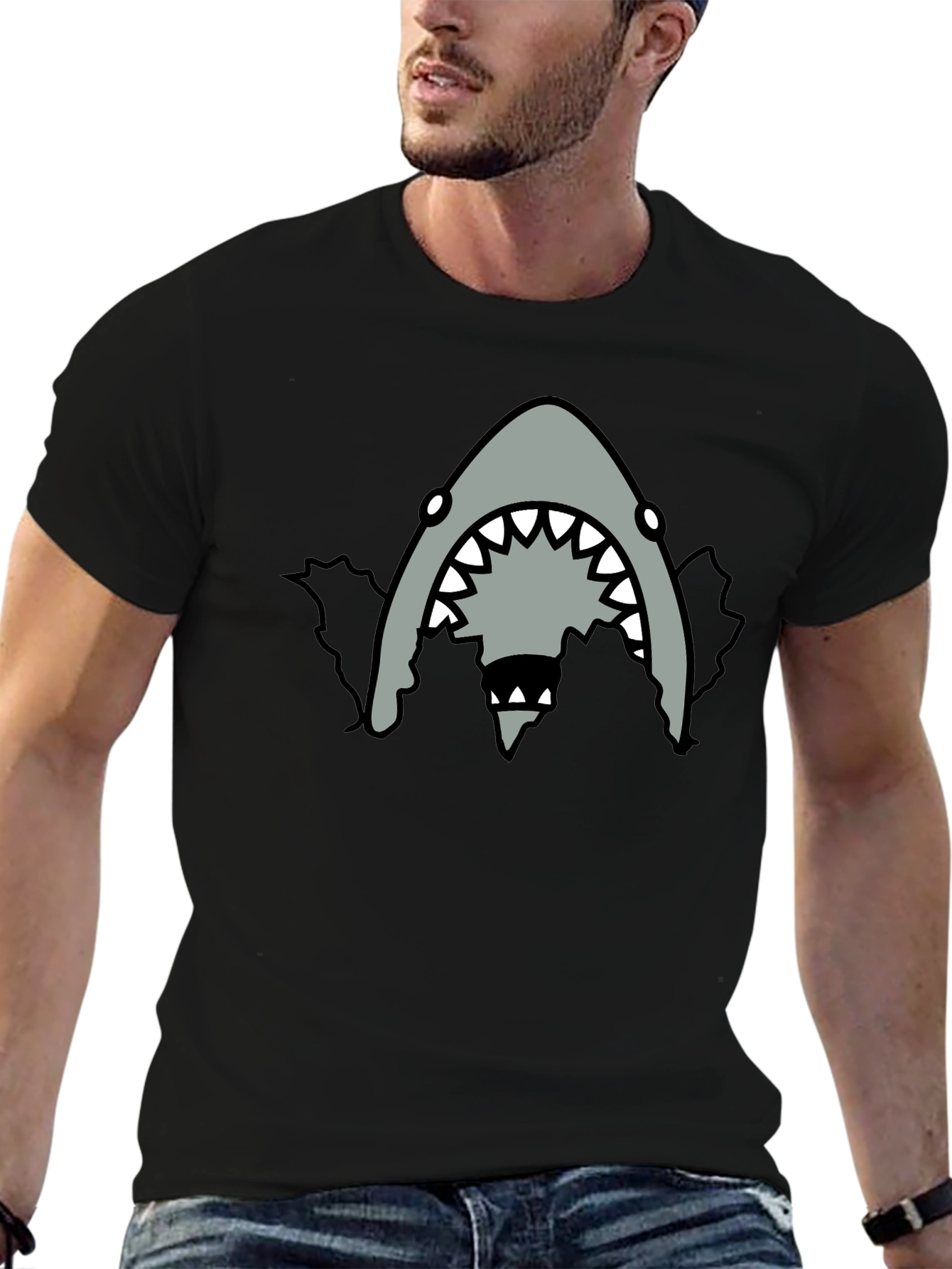 Mens Black Shark Graphic T-Shirt