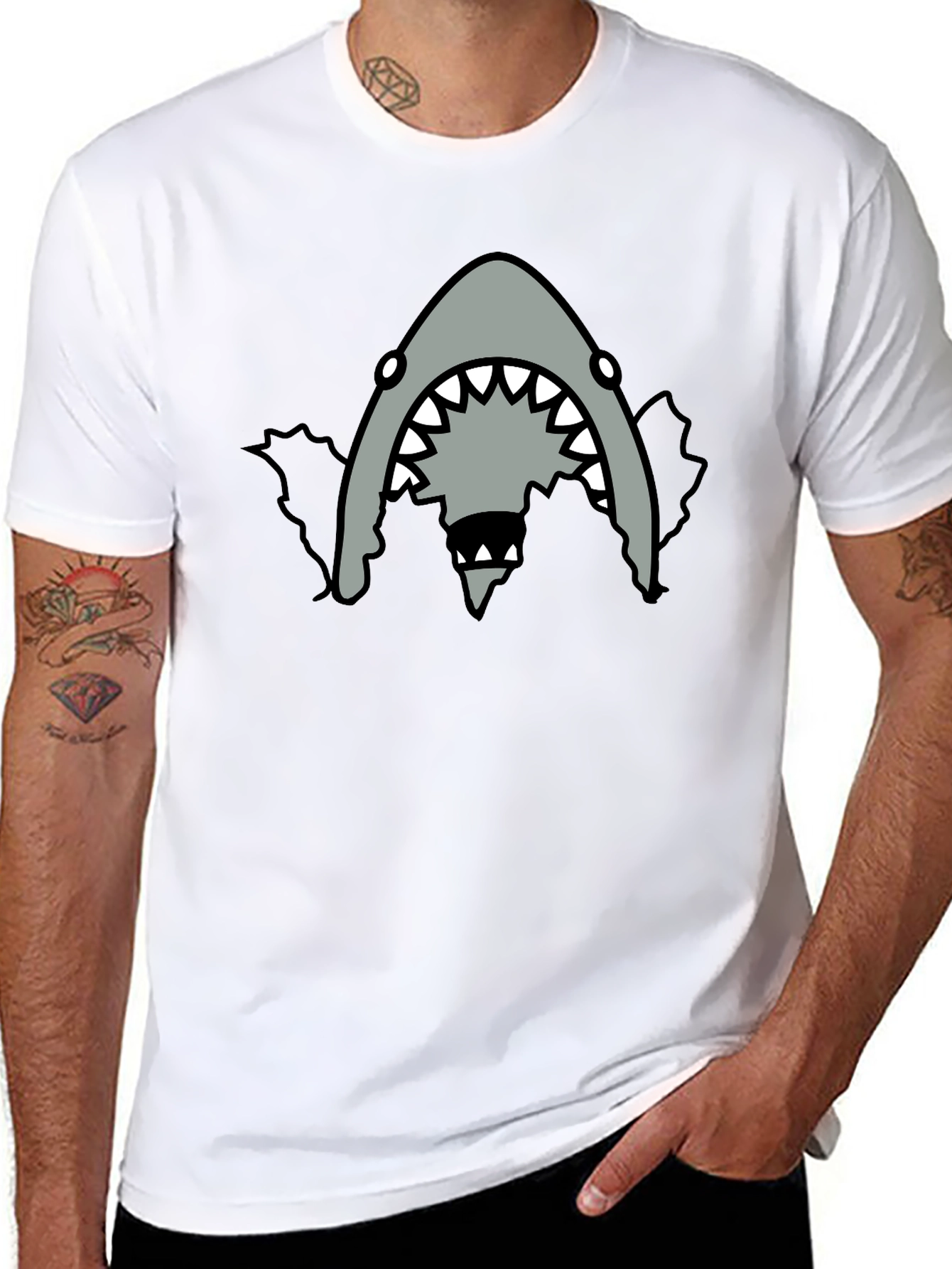 Mens Black Shark Graphic T-Shirt