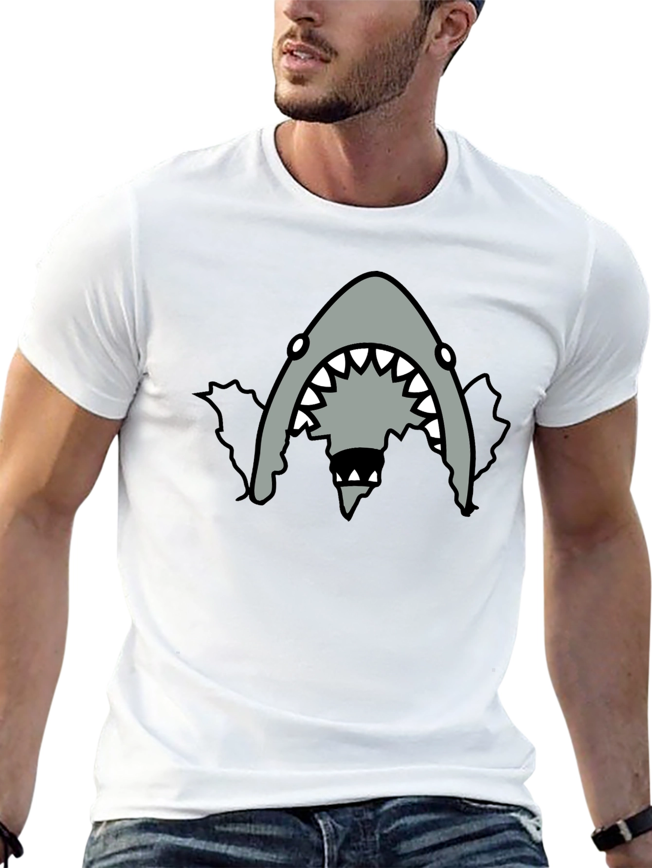 Mens Black Shark Graphic T-Shirt