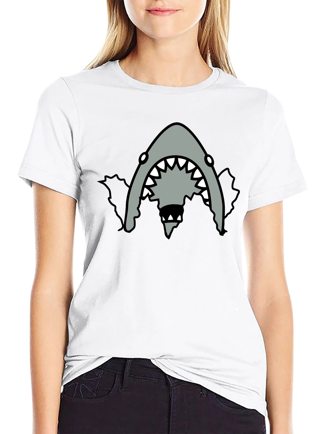Mens Black Shark Graphic T-Shirt
