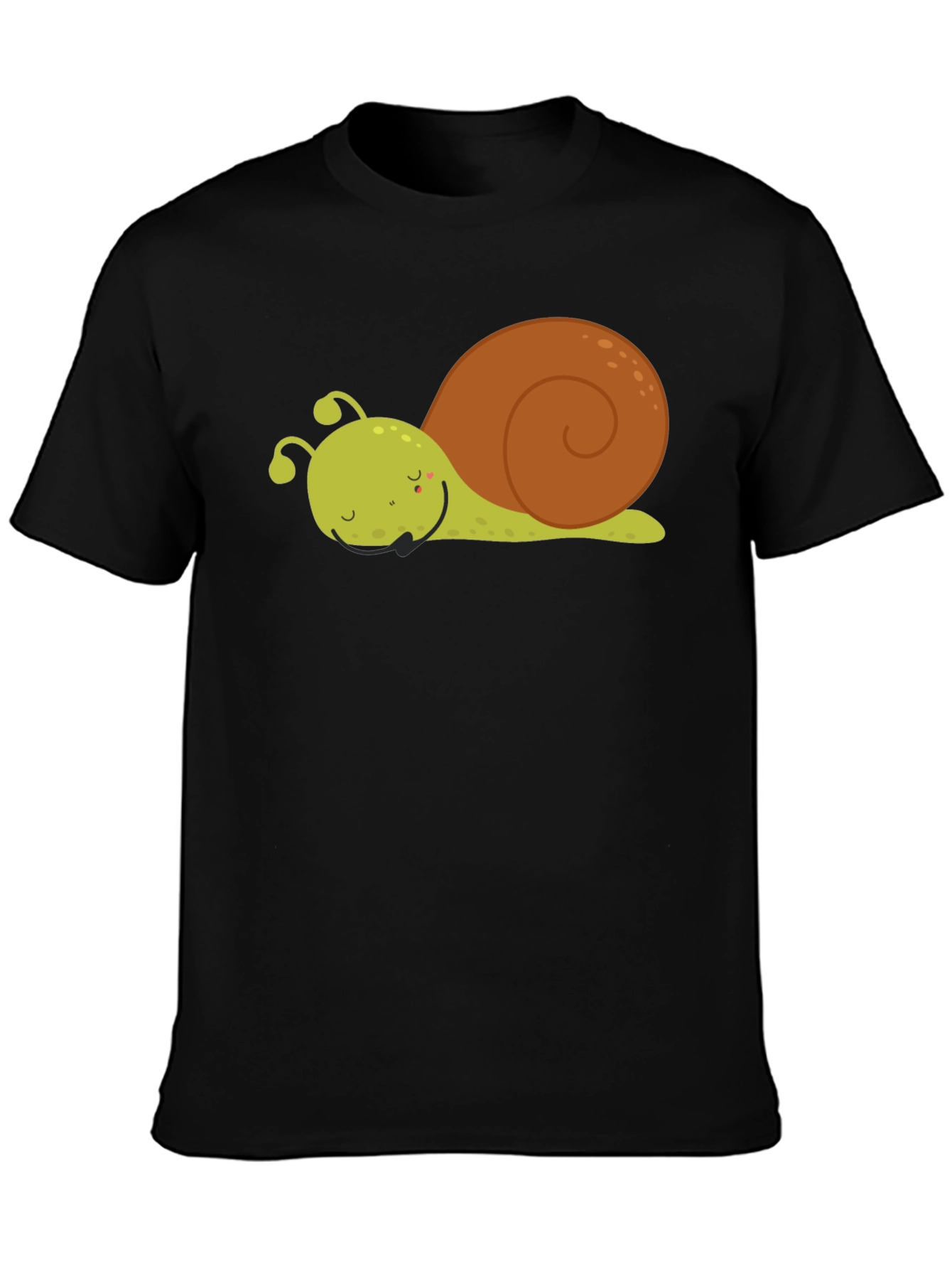 Cute Cartoon Snail Graphic Tee - Unisex Black T-Shirt
