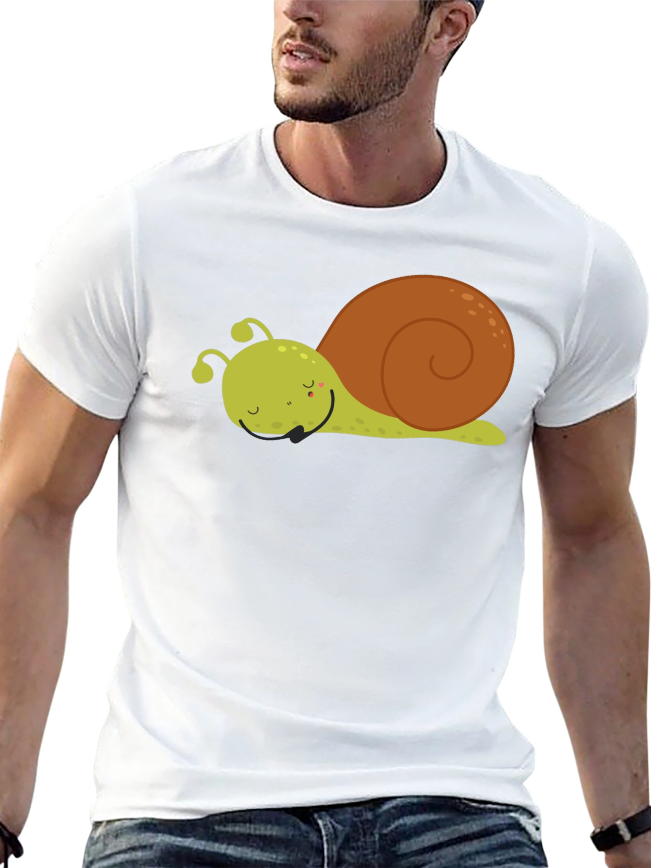 Cute Cartoon Snail Graphic Tee - Unisex Black T-Shirt