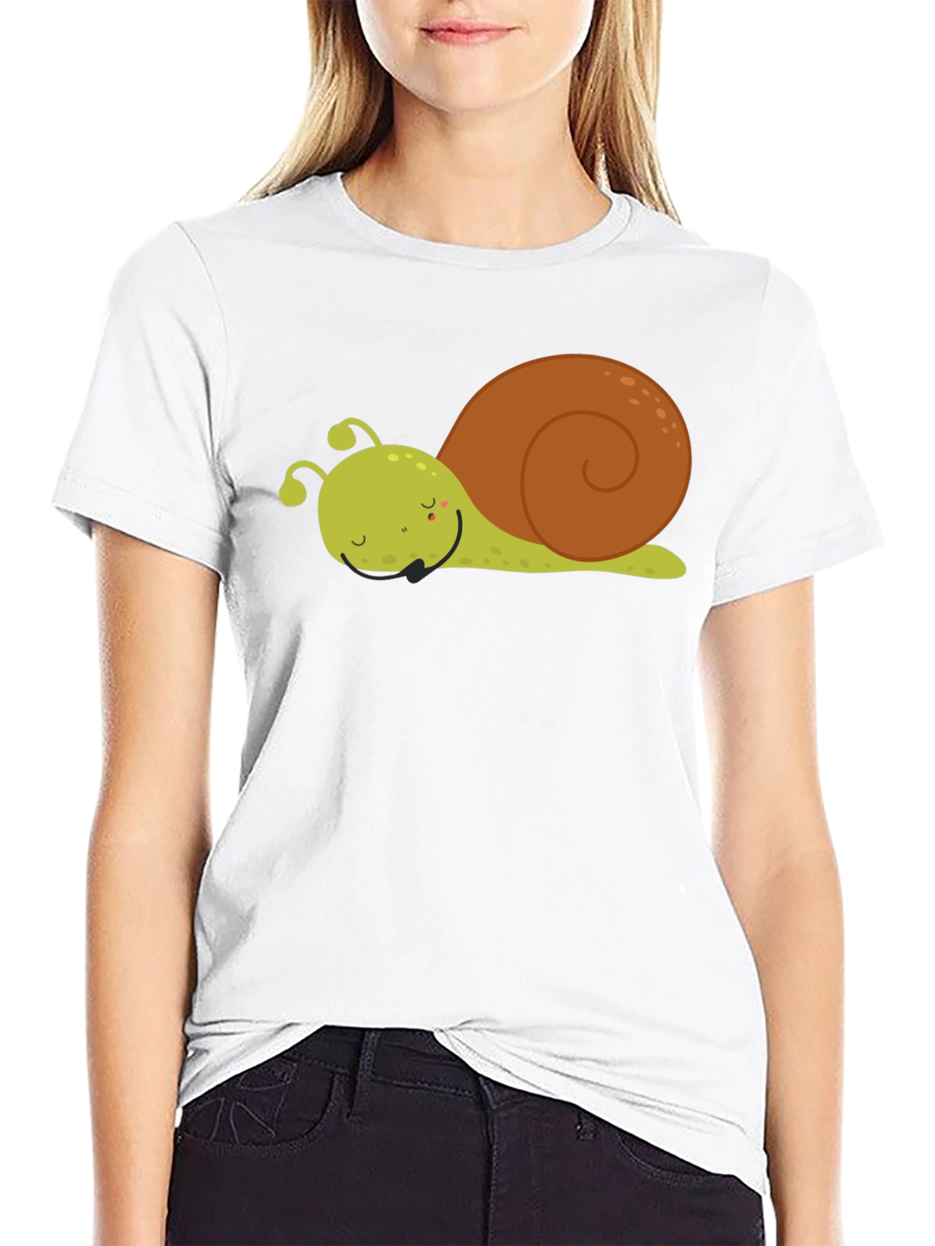 Cute Cartoon Snail Graphic Tee - Unisex Black T-Shirt