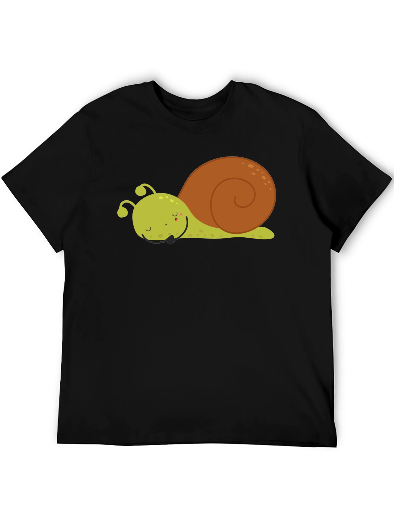 Cute Cartoon Snail Graphic Tee - Unisex Black T-Shirt