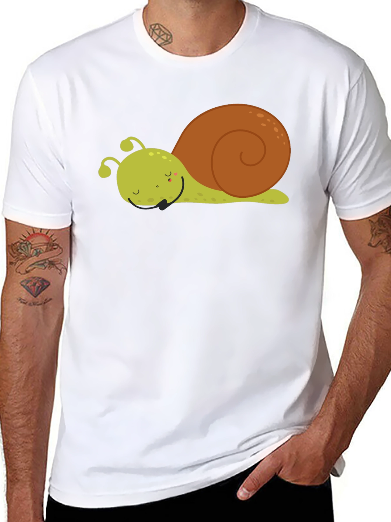 Cute Cartoon Snail Graphic Tee - Unisex Black T-Shirt