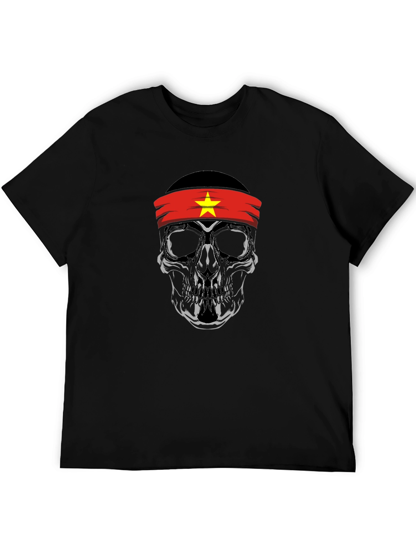 Skull Vietnam Flag Headband Graphic Tee