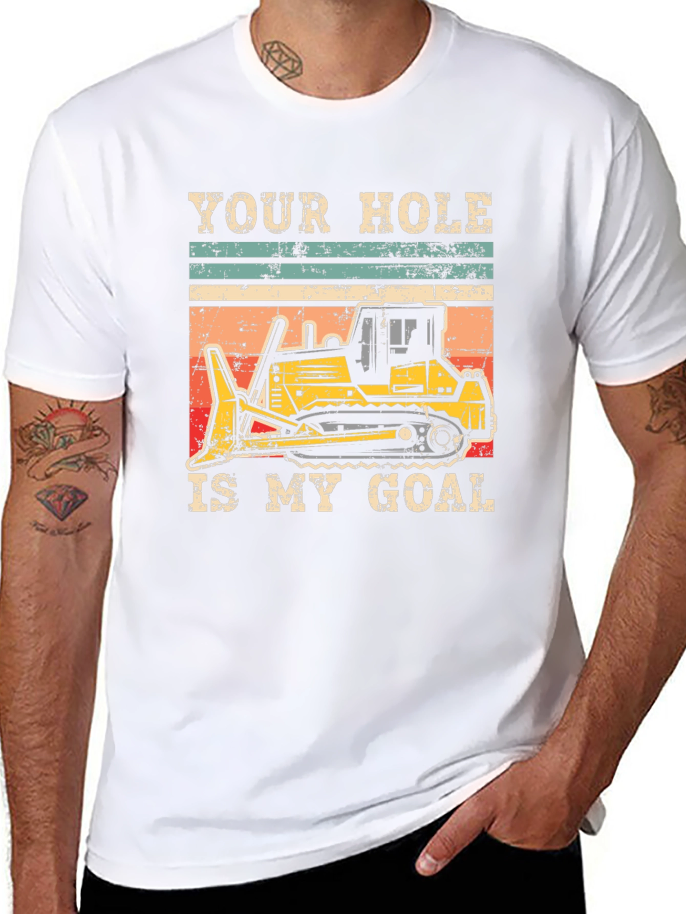 Your Hole Is My Goal Funny Bulldozer T-Shirt