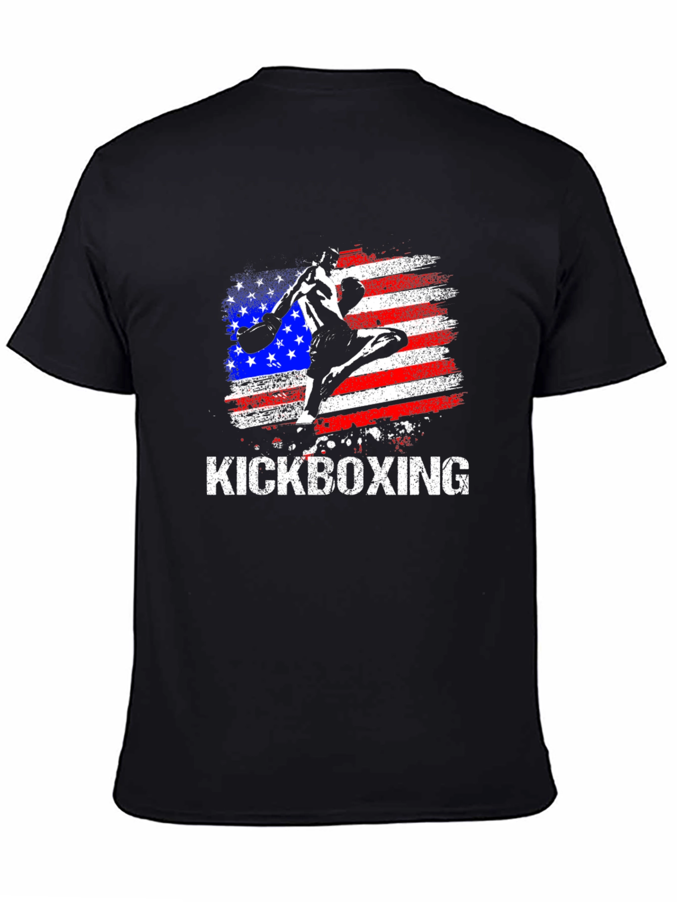 Kickboxing USA Flag Graphic Black T-Shirt