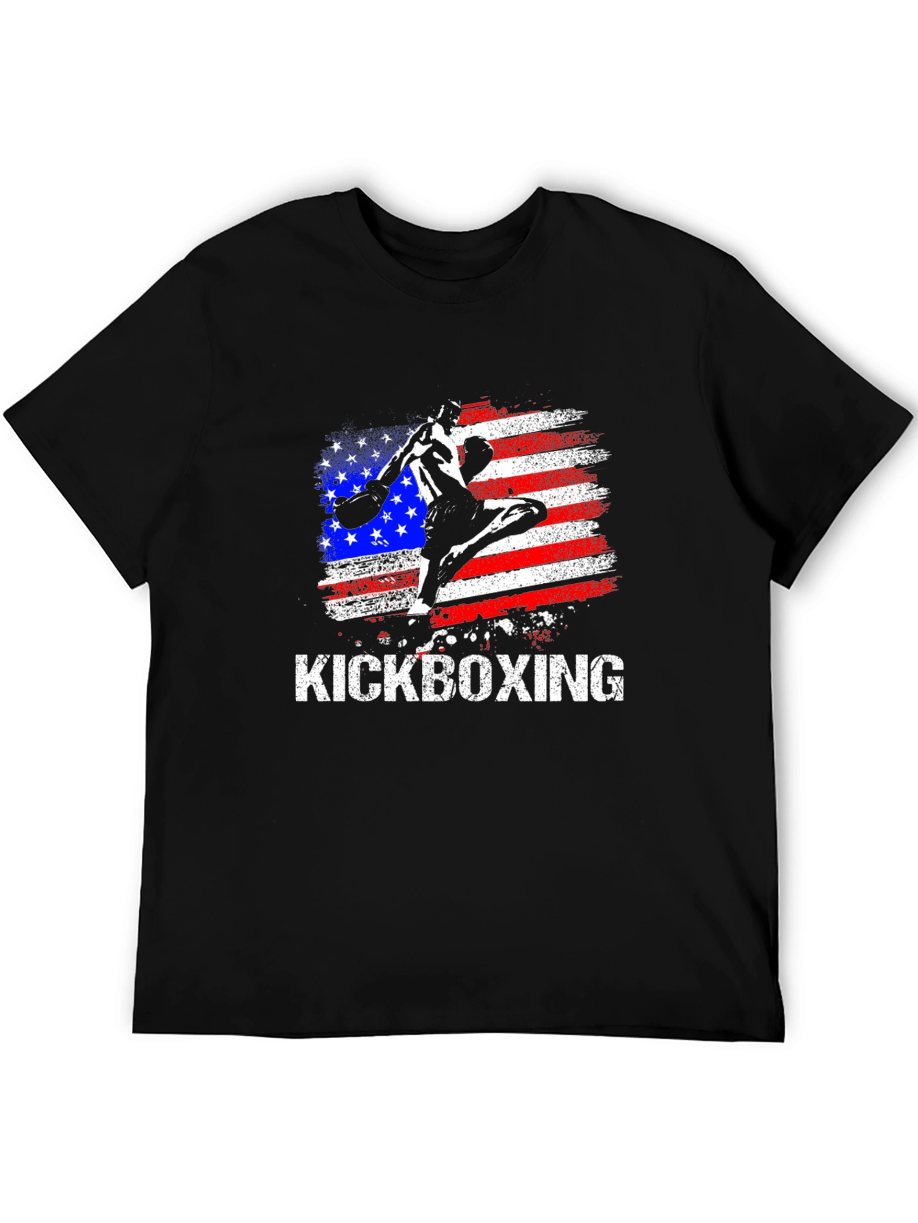 Kickboxing USA Flag Graphic Black T-Shirt