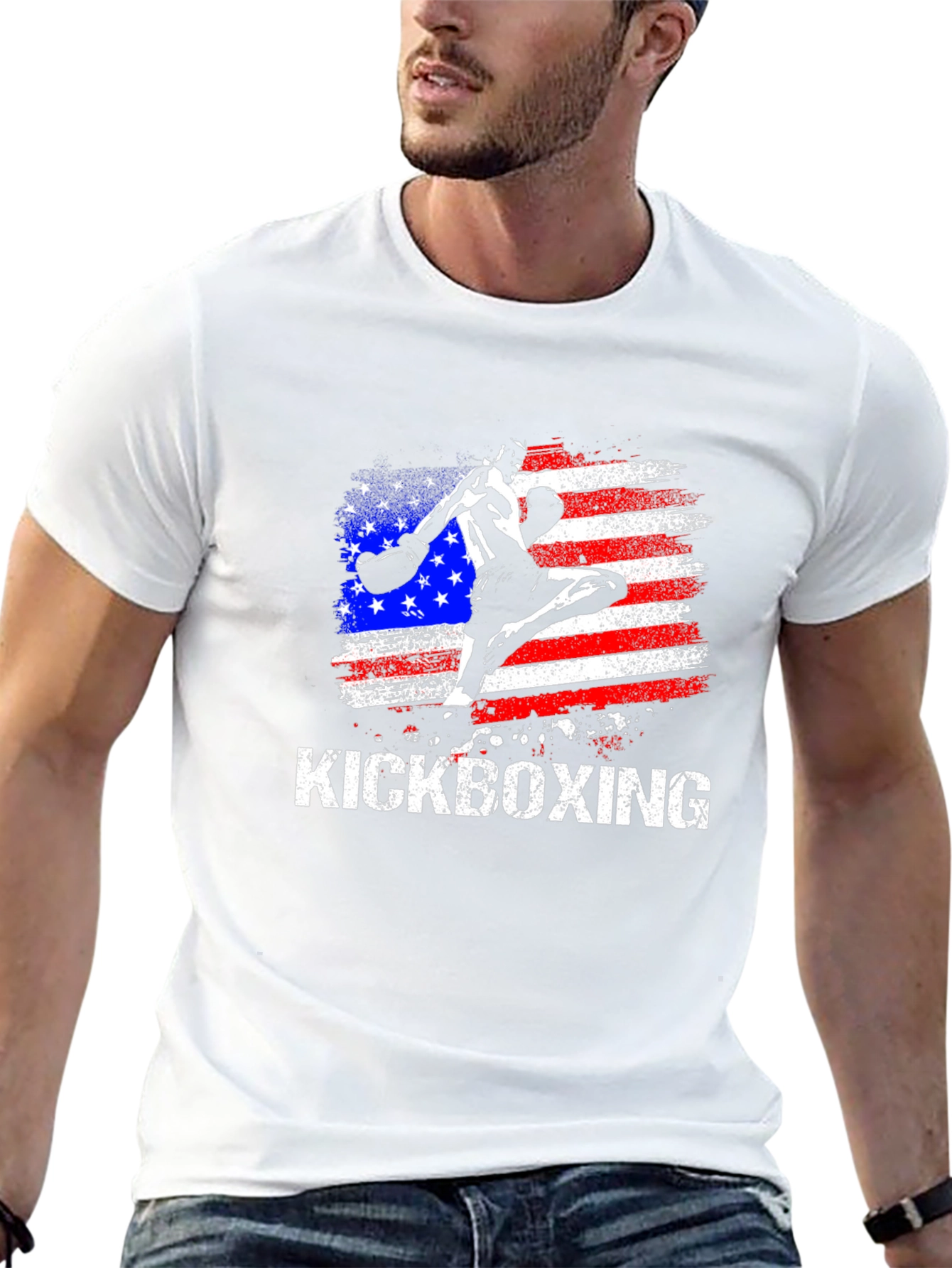 Kickboxing USA Flag Graphic Black T-Shirt