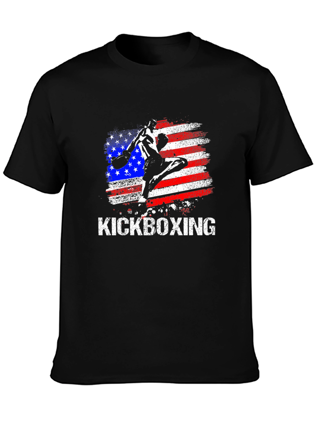 Kickboxing USA Flag Graphic Black T-Shirt