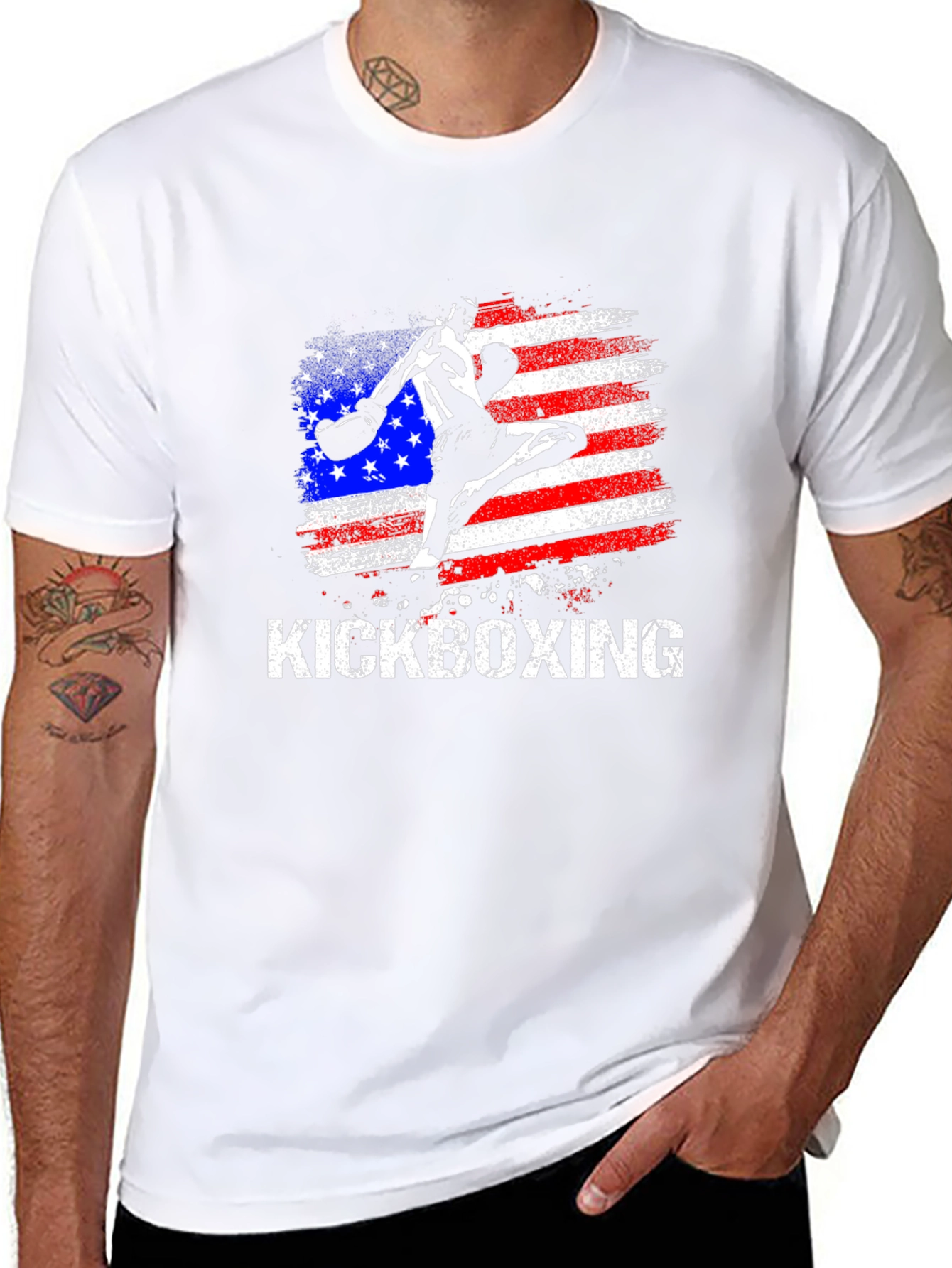 Kickboxing USA Flag Graphic Black T-Shirt
