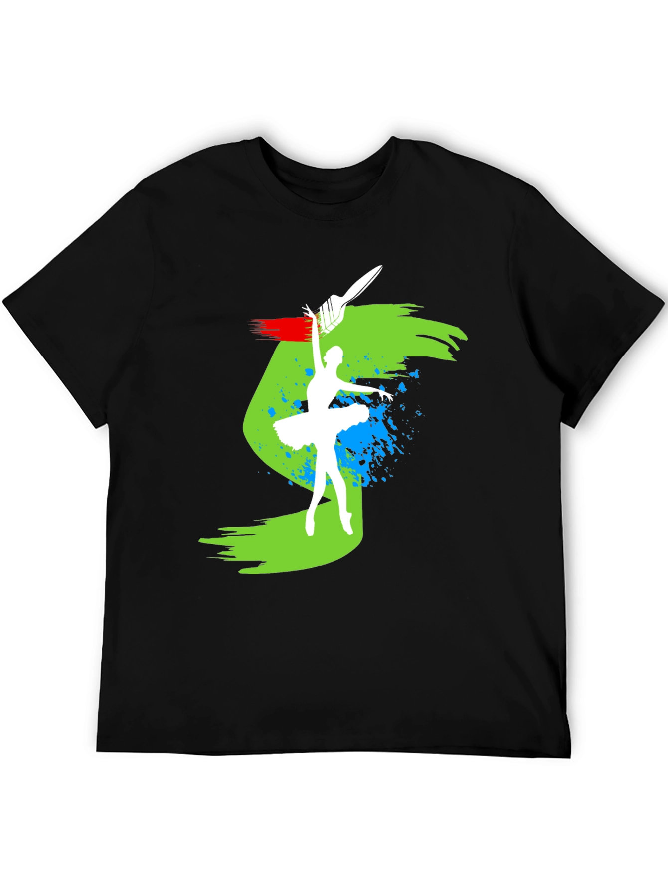 Ballerina Paint Stroke Graphic Black T-Shirt