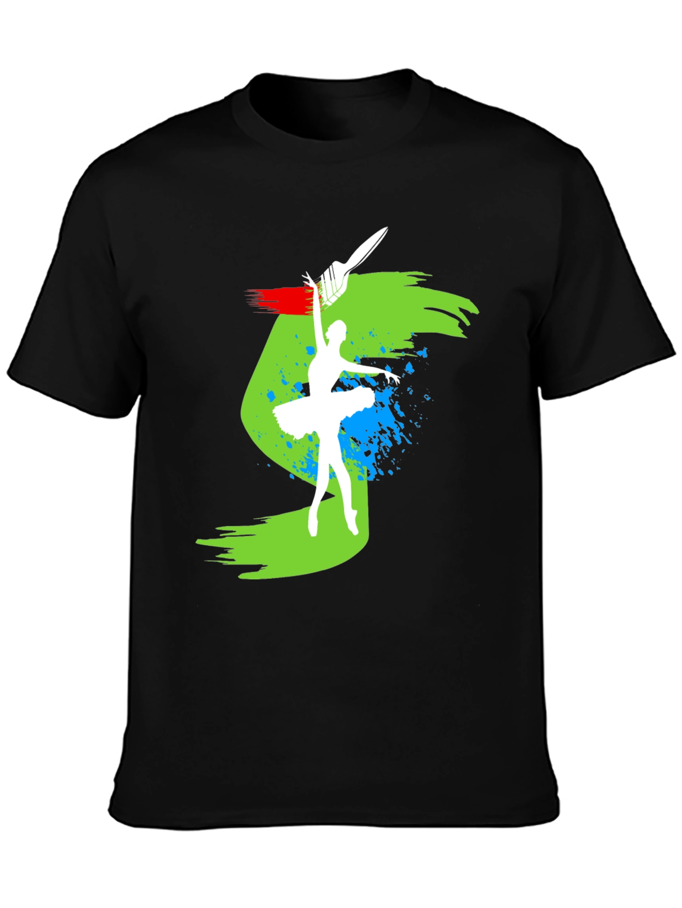 Ballerina Paint Stroke Graphic Black T-Shirt