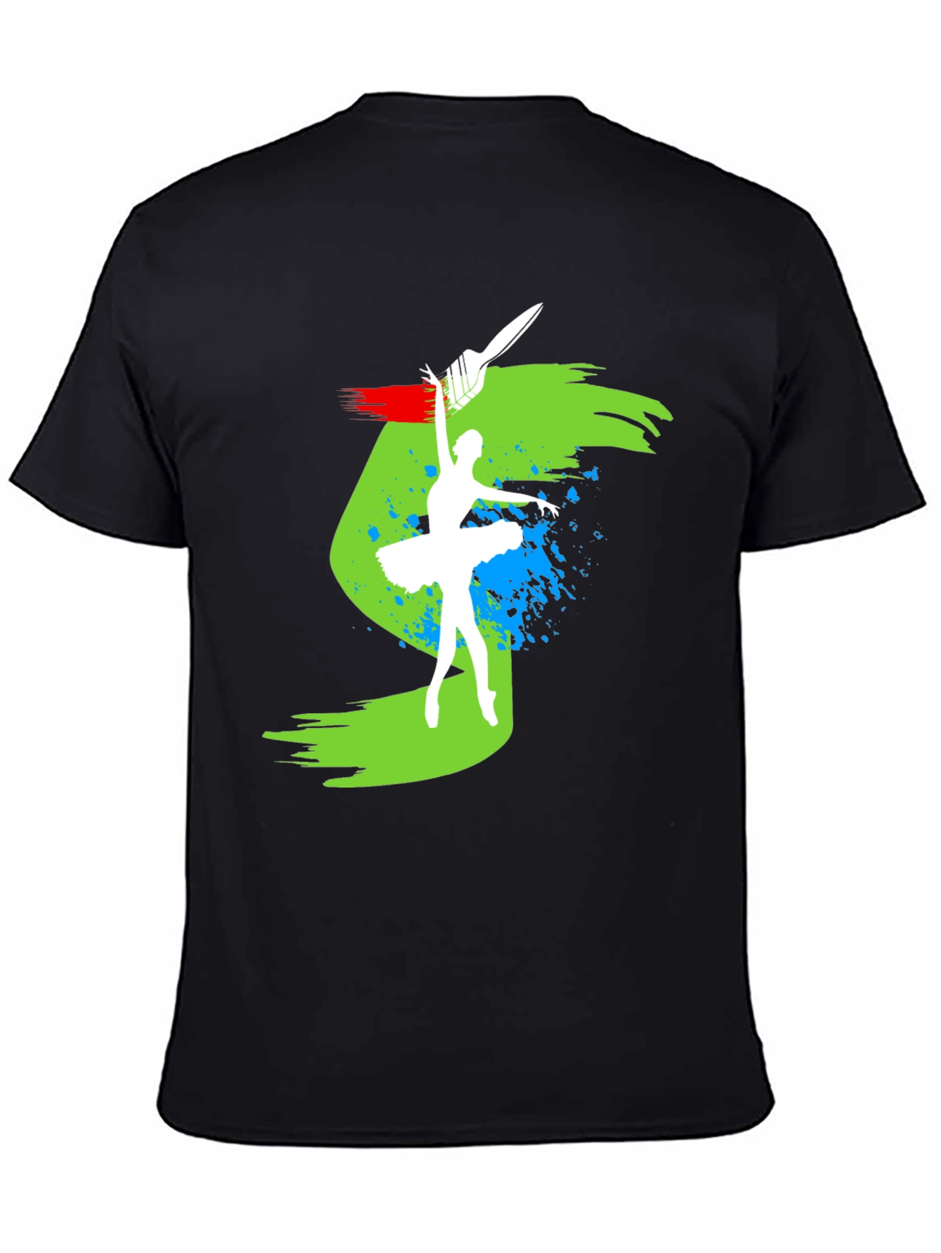Ballerina Paint Stroke Graphic Black T-Shirt