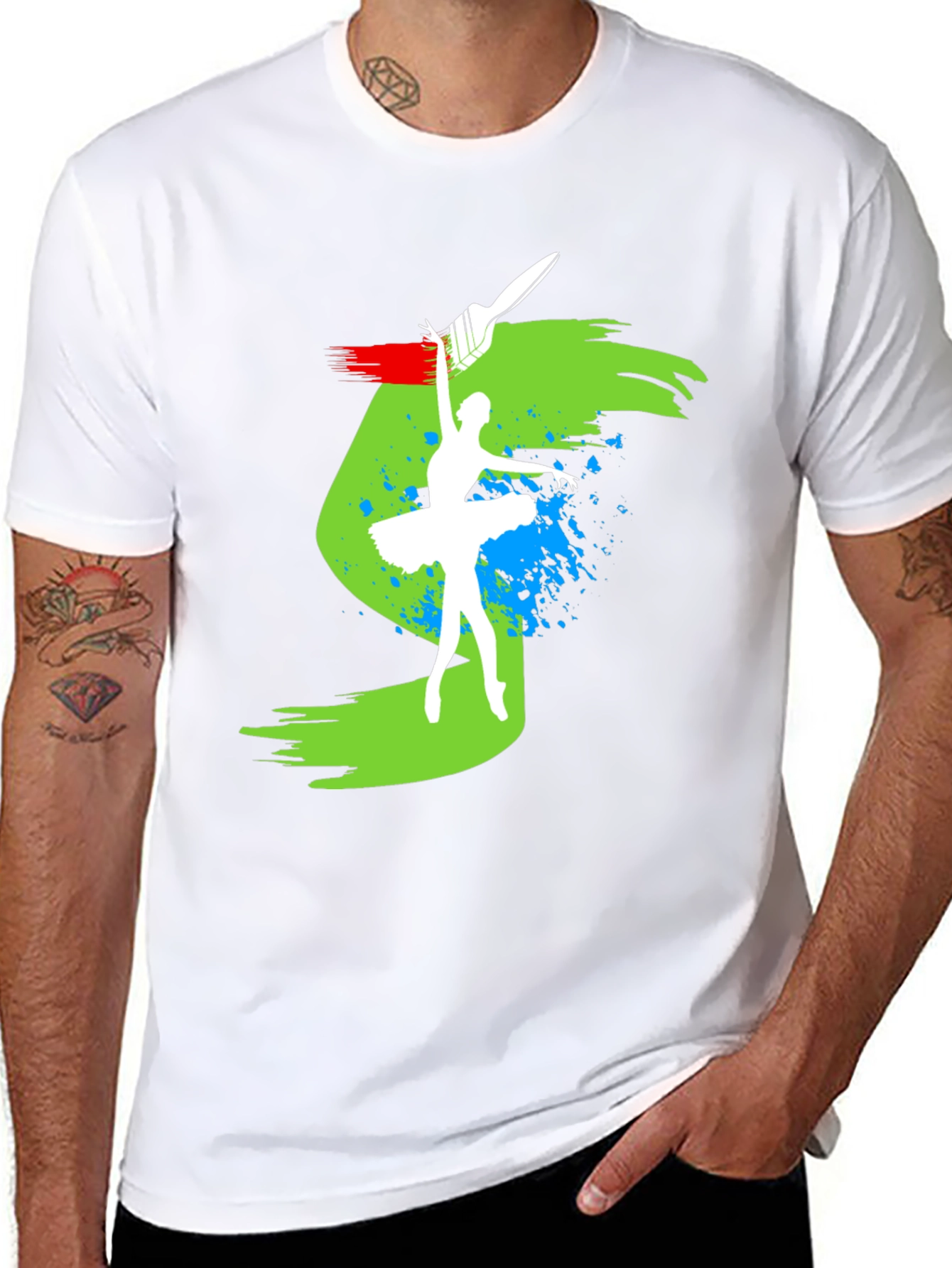 Ballerina Paint Stroke Graphic Black T-Shirt