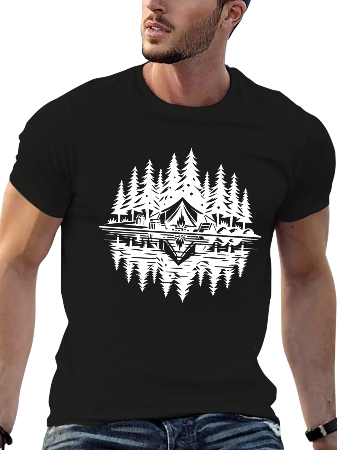 Camping Scene Graphic Tee - Nature Lovers Shirt