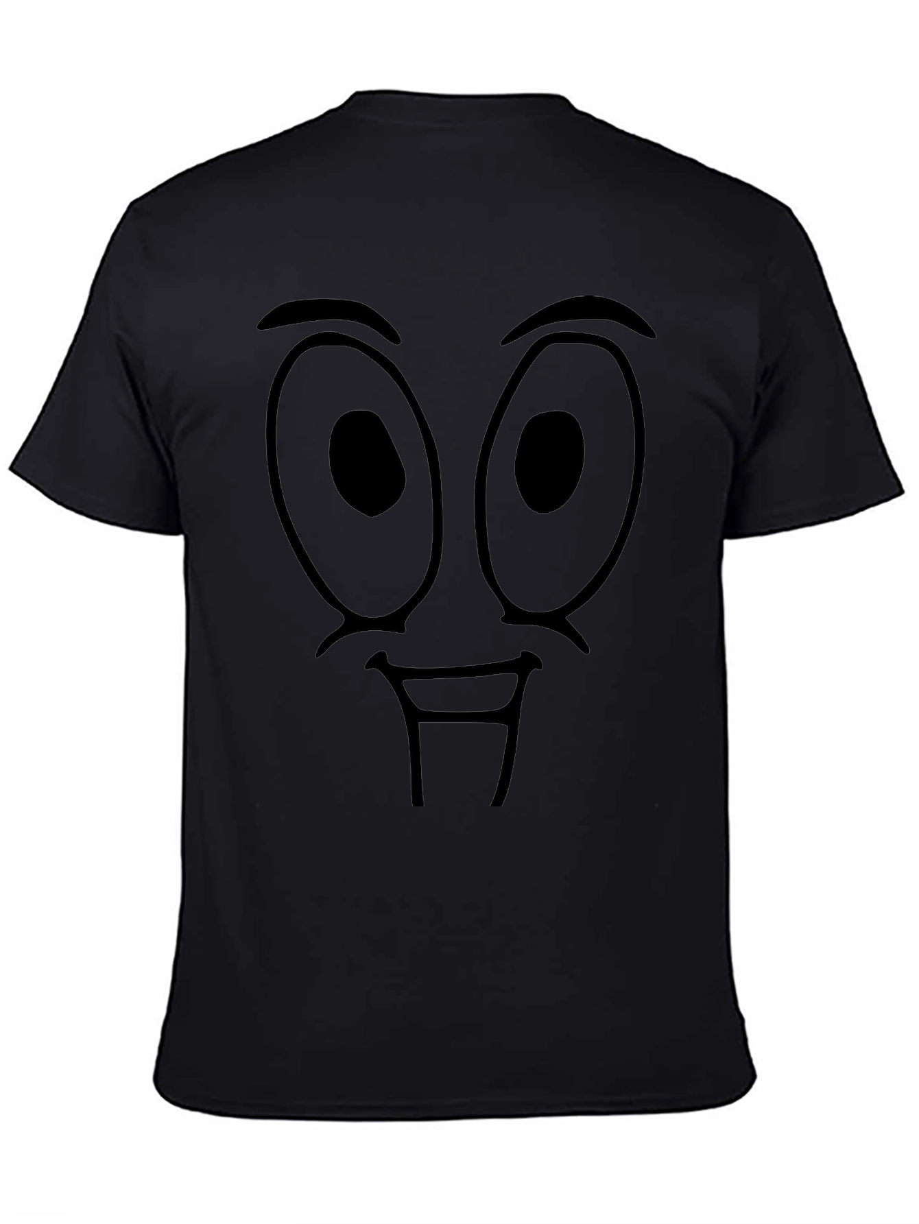 Funny Cartoon Face Black T-Shirt