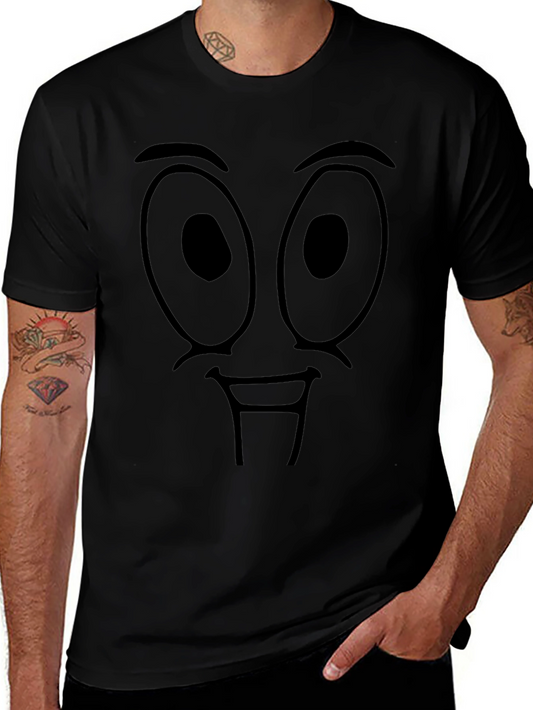 Funny Cartoon Face Black T-Shirt
