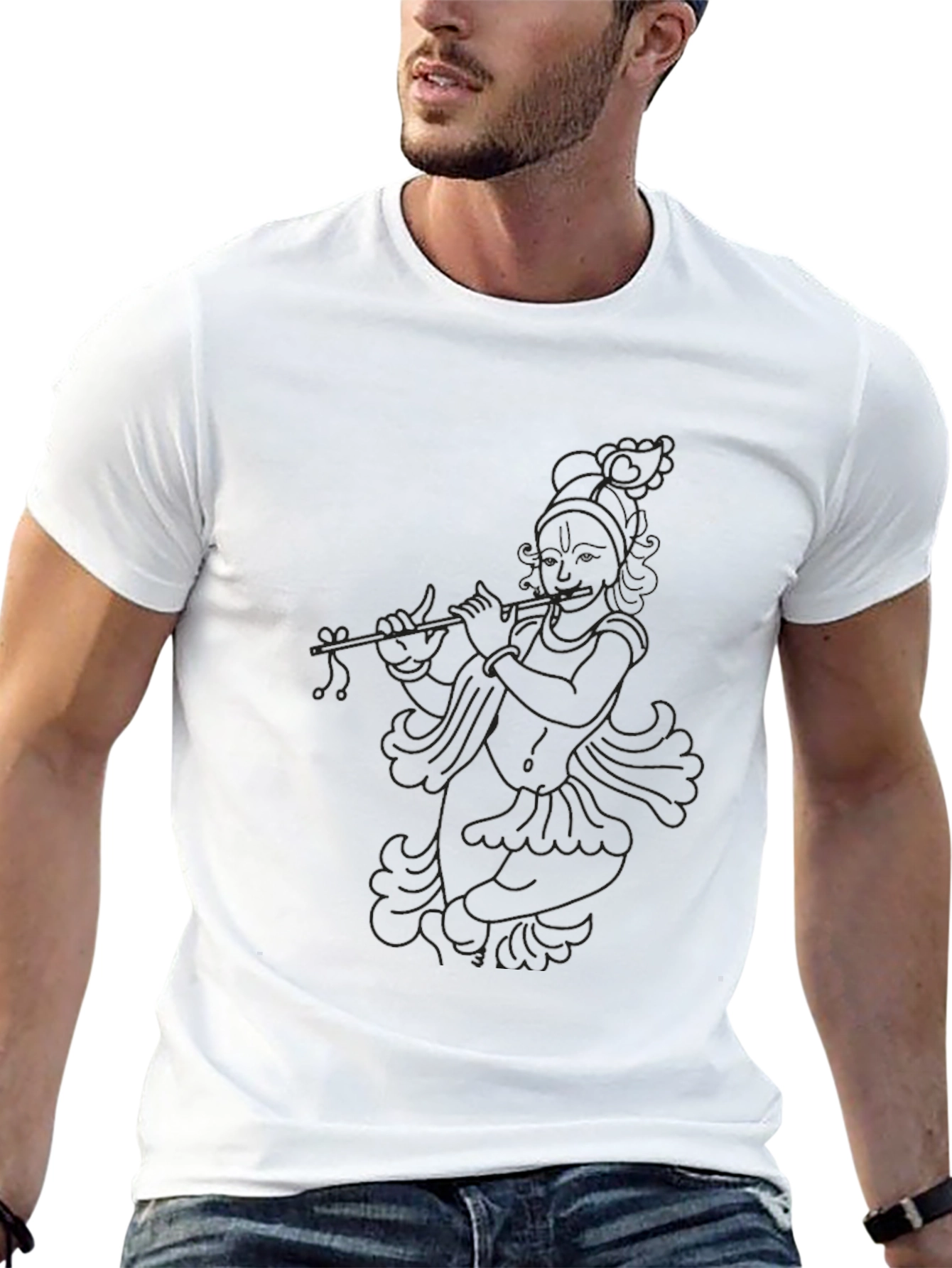 Krishna Flute Graphic Black Tee