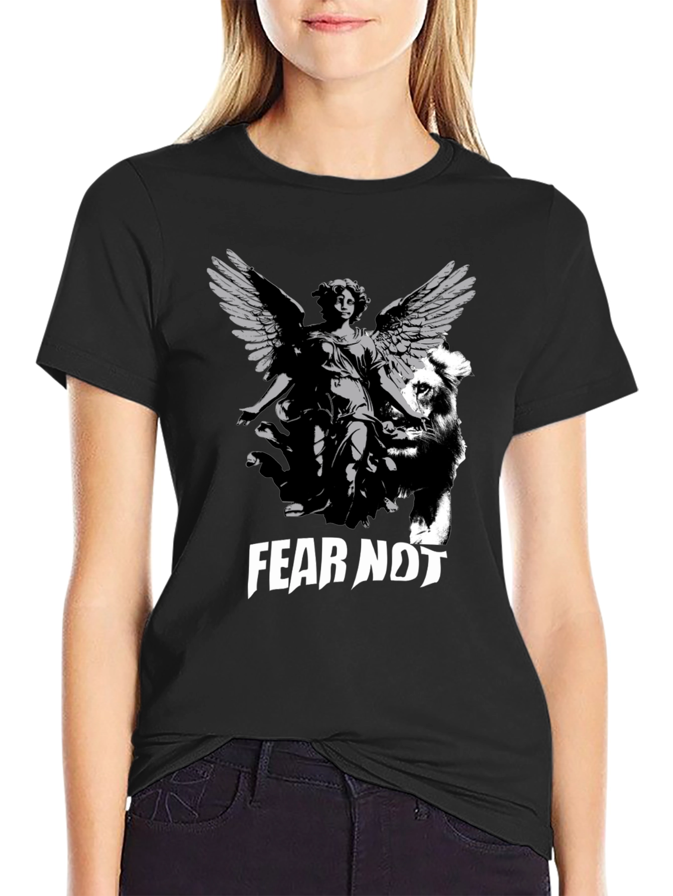 Fear Not Graphic Tee - Angel & Lion Design