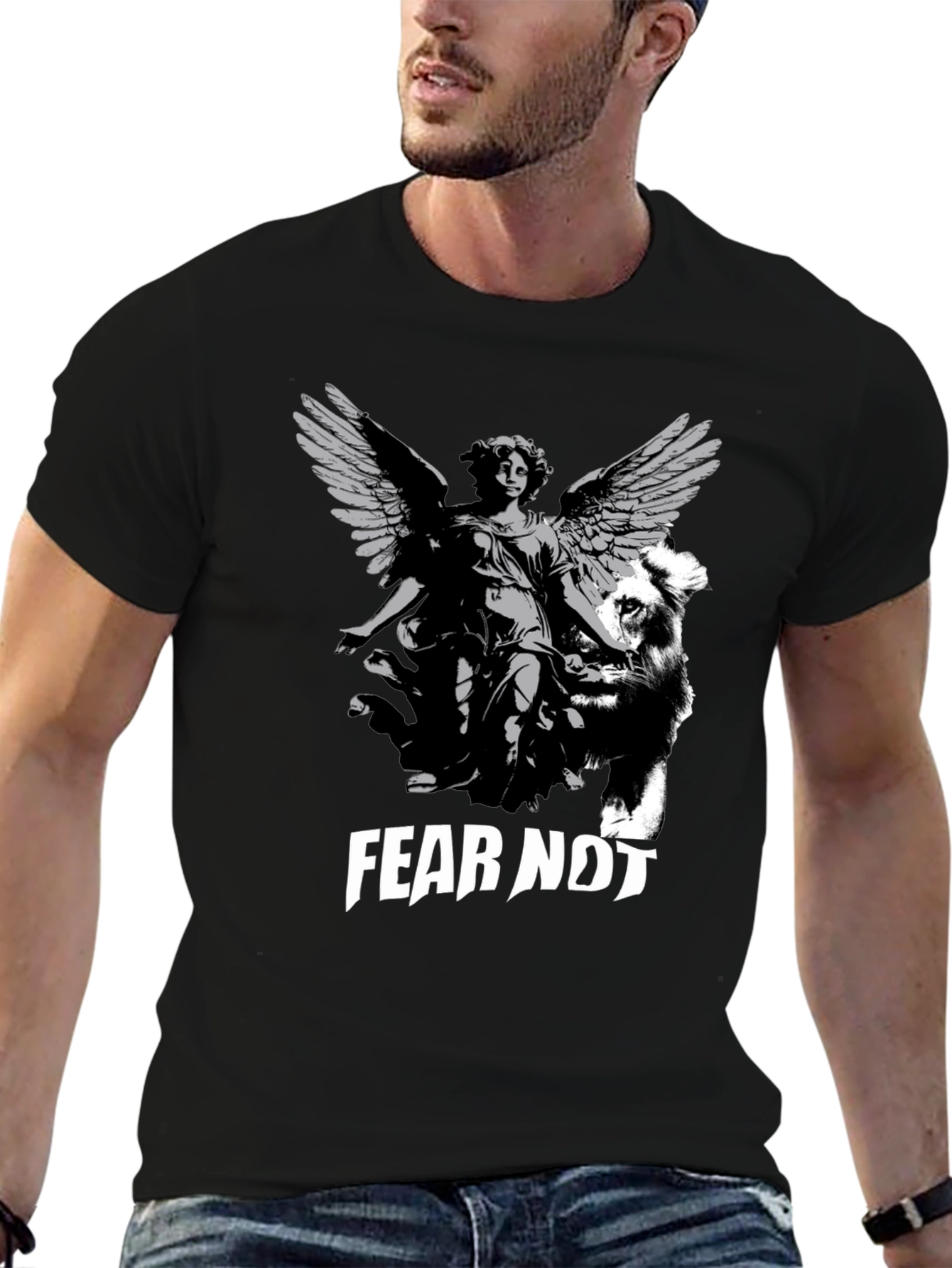 Fear Not Graphic Tee - Angel & Lion Design