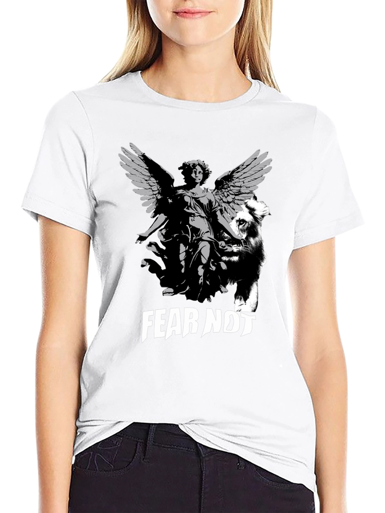 Fear Not Graphic Tee - Angel & Lion Design
