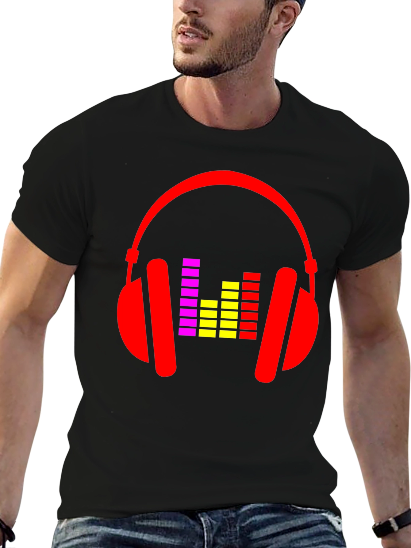 Headphone Graphic Tee - Black Music Lover T-Shirt