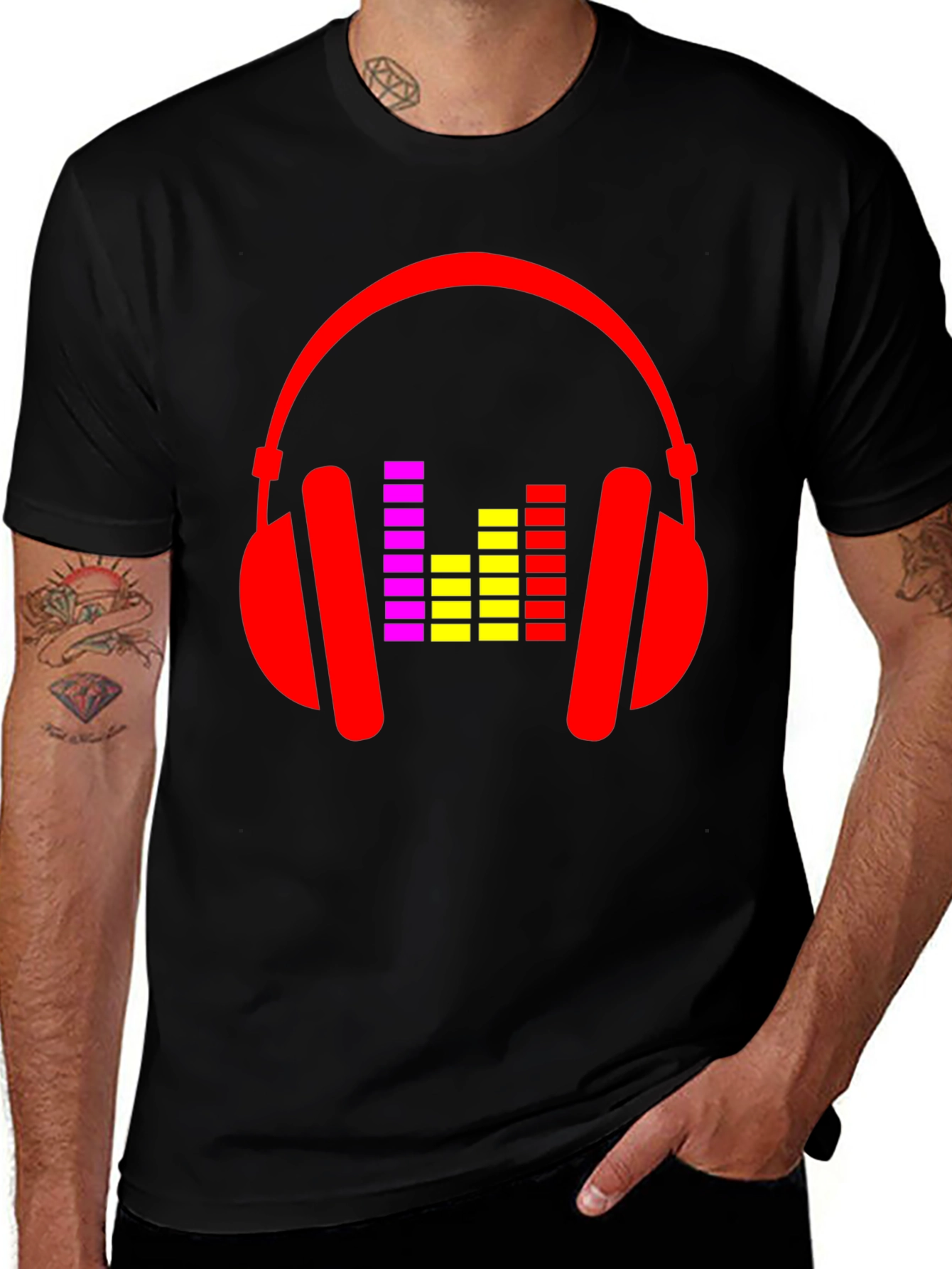 Headphone Graphic Tee - Black Music Lover T-Shirt