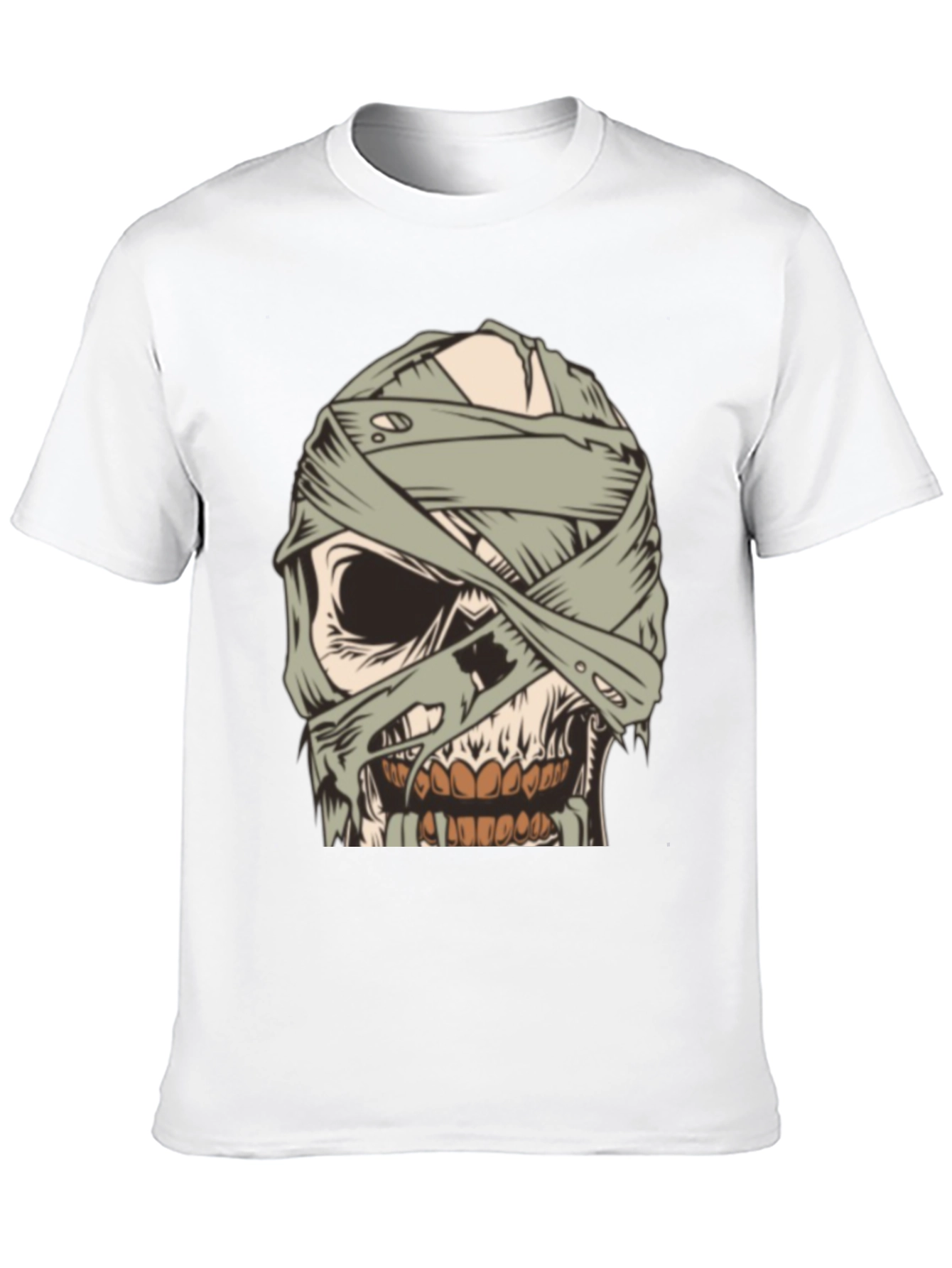 Mummy Skull Graphic Tee - Creepy Halloween Style