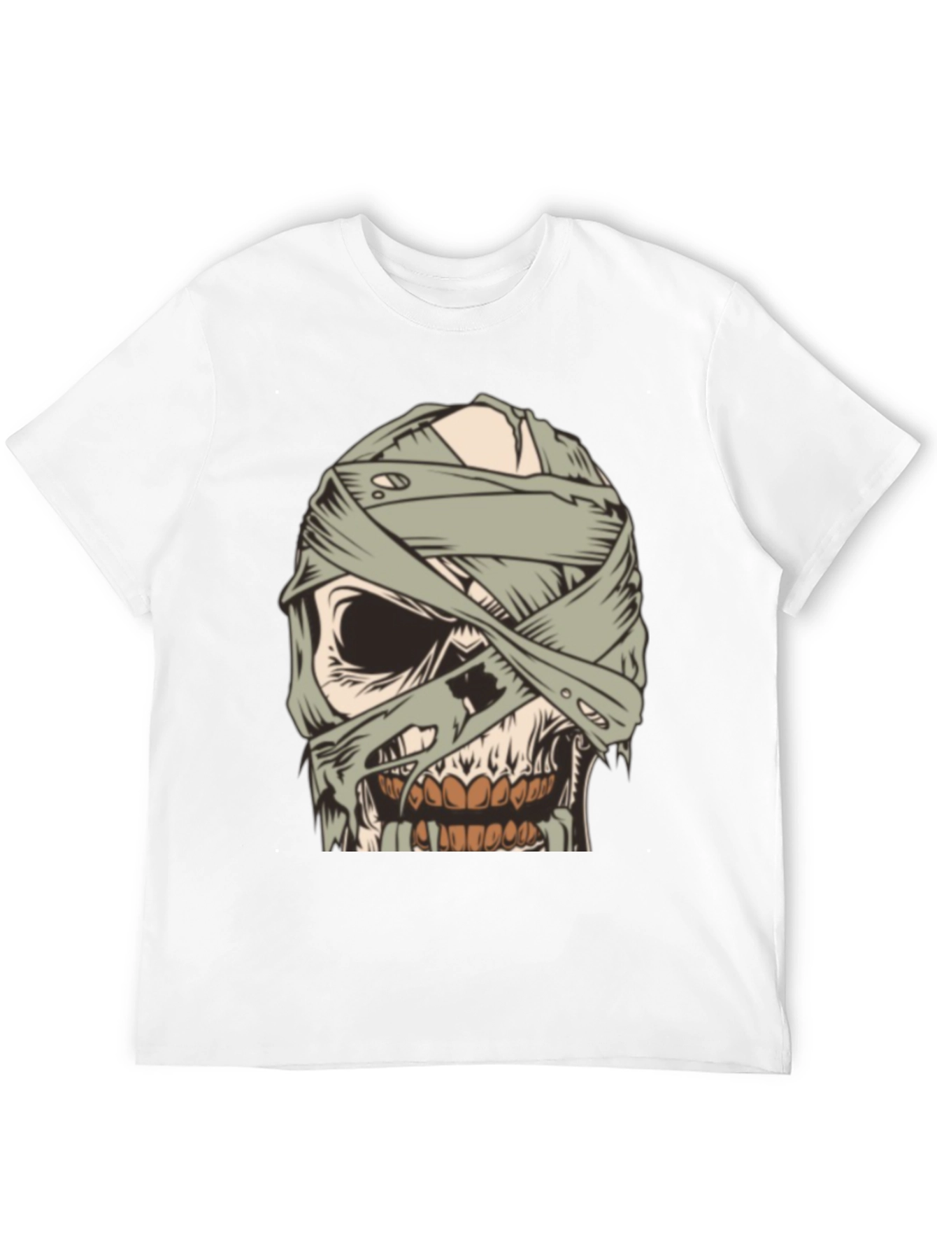 Mummy Skull Graphic Tee - Creepy Halloween Style